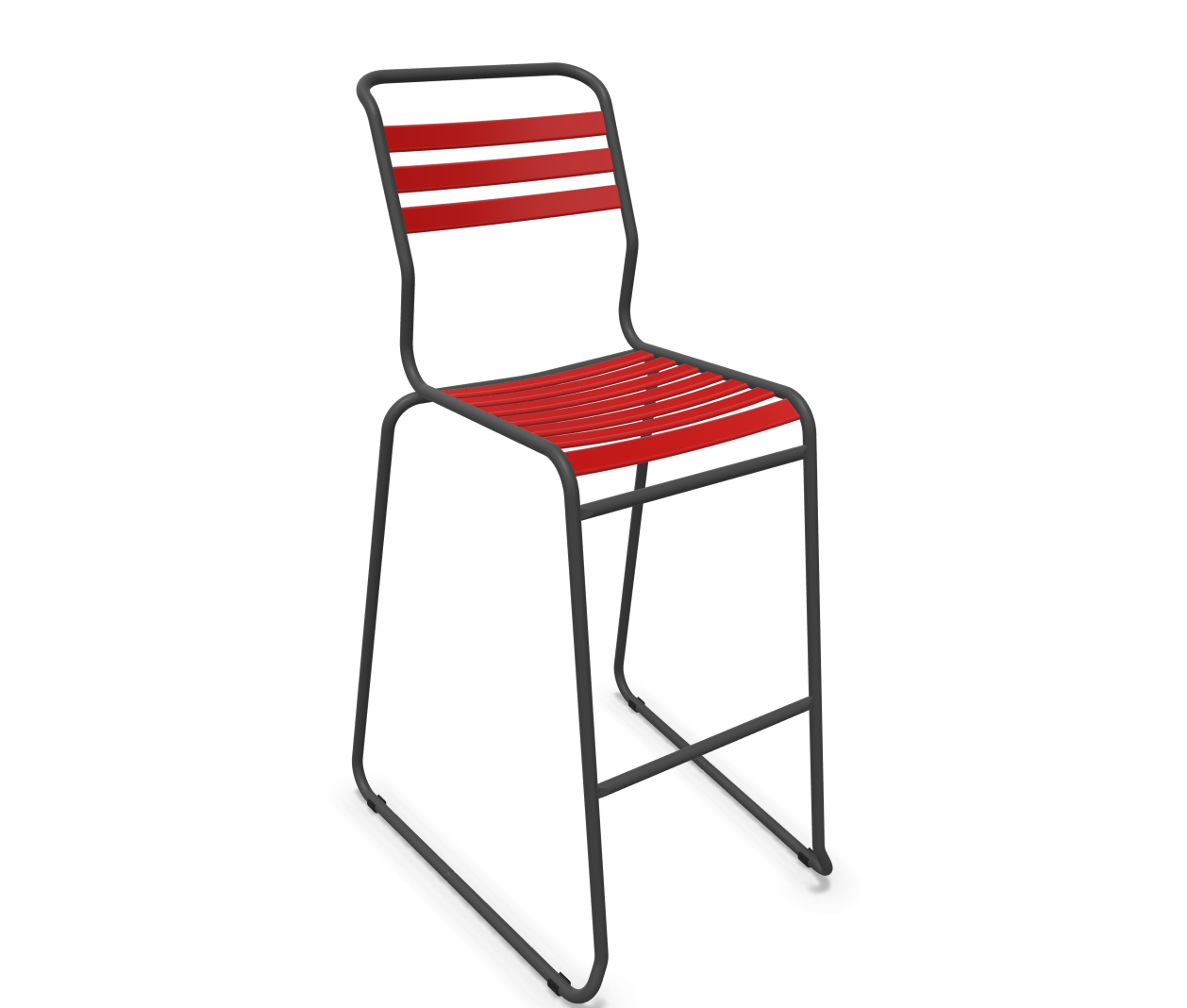 Schaffner Bar-Kufen-Lättlistuhl Säntis Rot | Schubiger Möbel