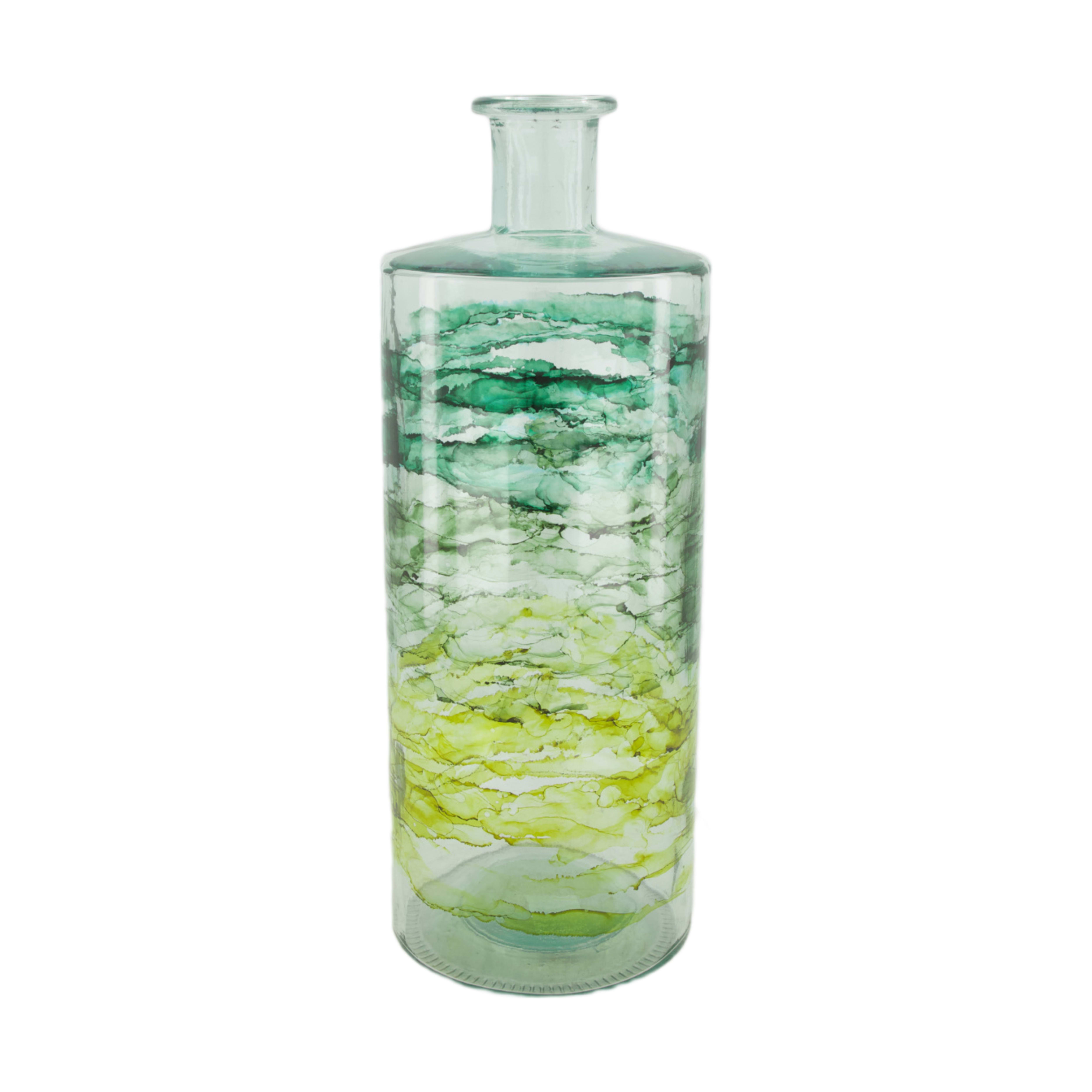 Vase Flasche, Glas, Grün H: 40 cm Decofinder
