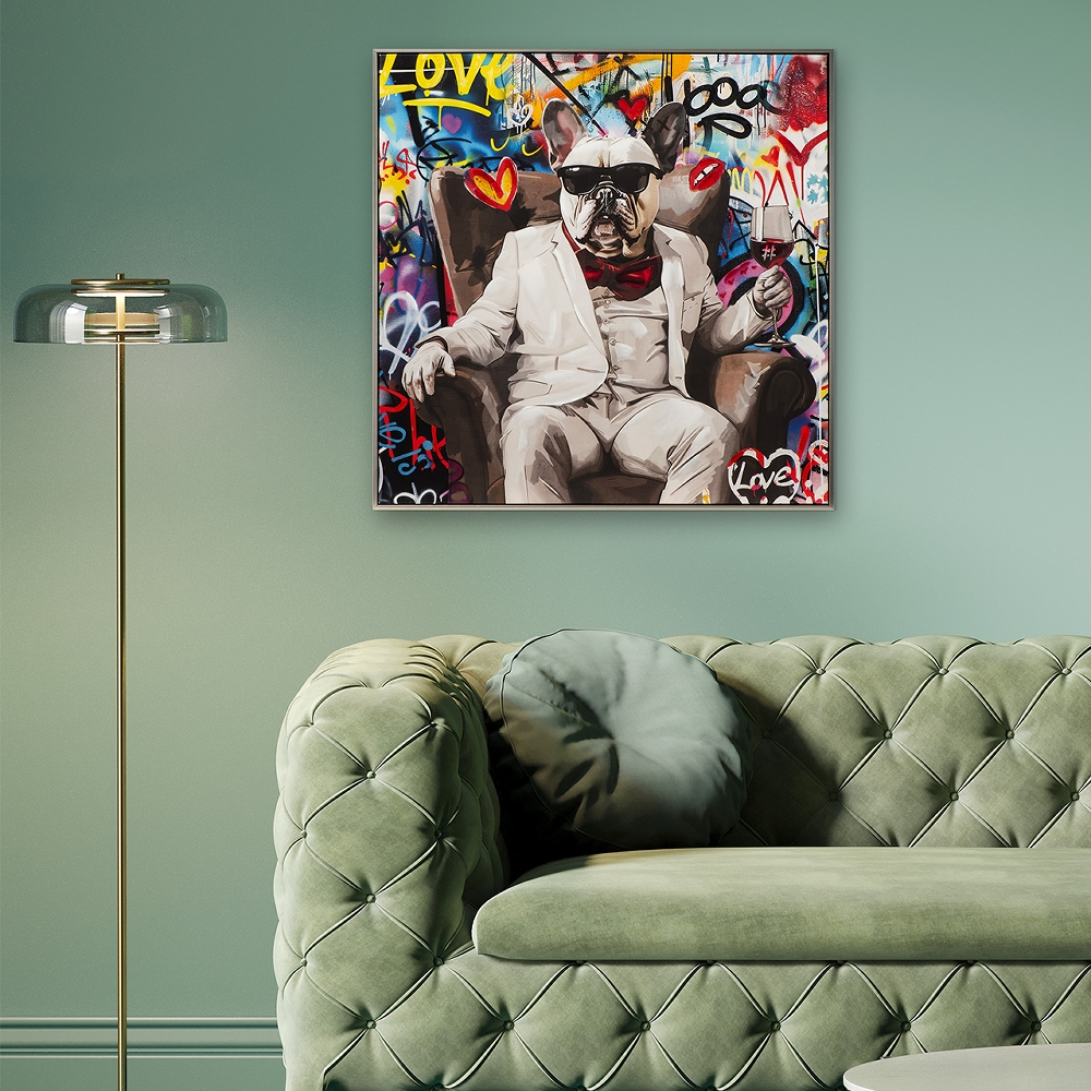 Bild Cool French Dog image LAND / Grösse: 80 x 80 cm