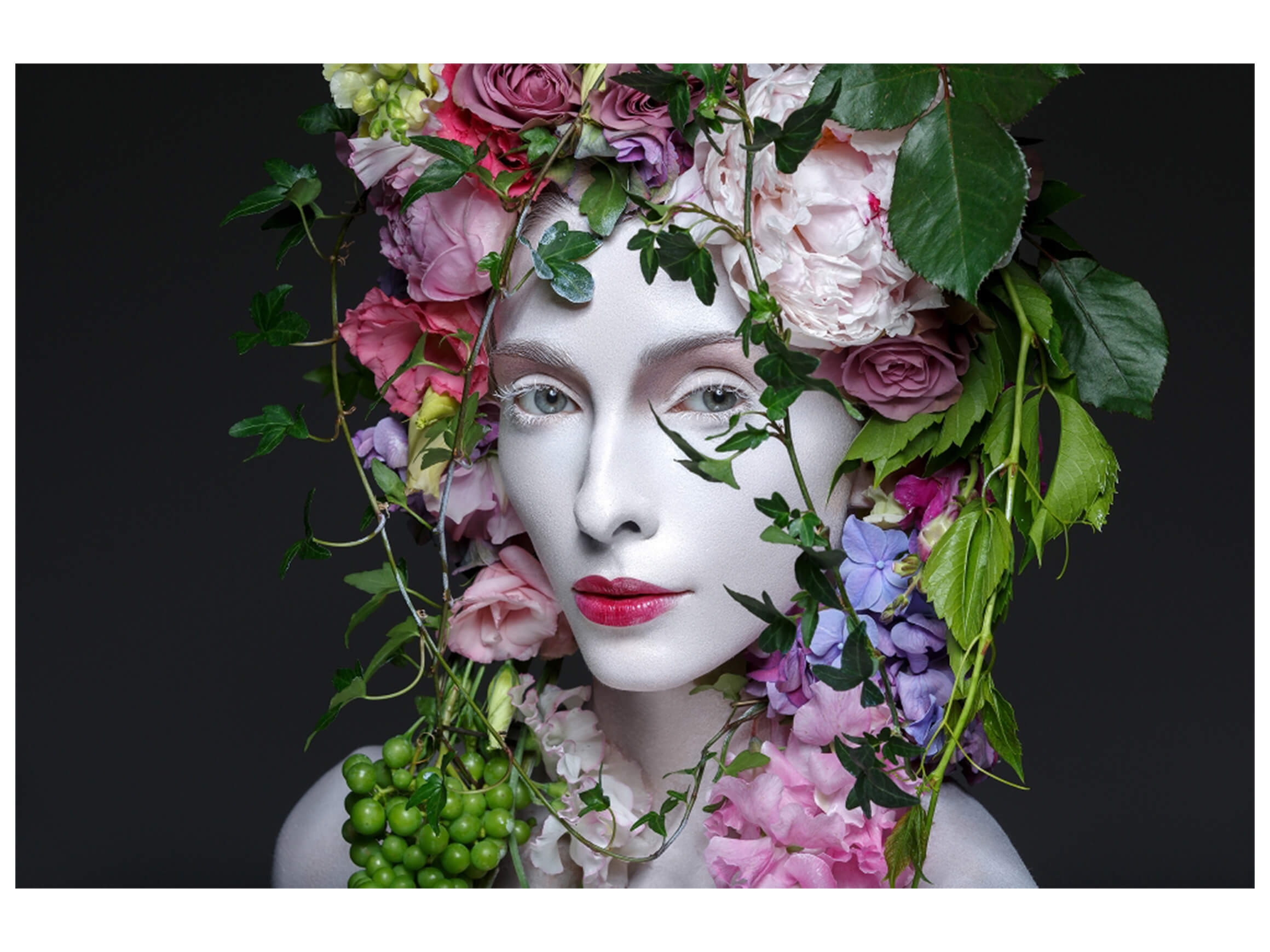 Digitaldruck auf Acrylglas Schönheit mit Blumen image LAND / Grösse: 120 x 80 cm