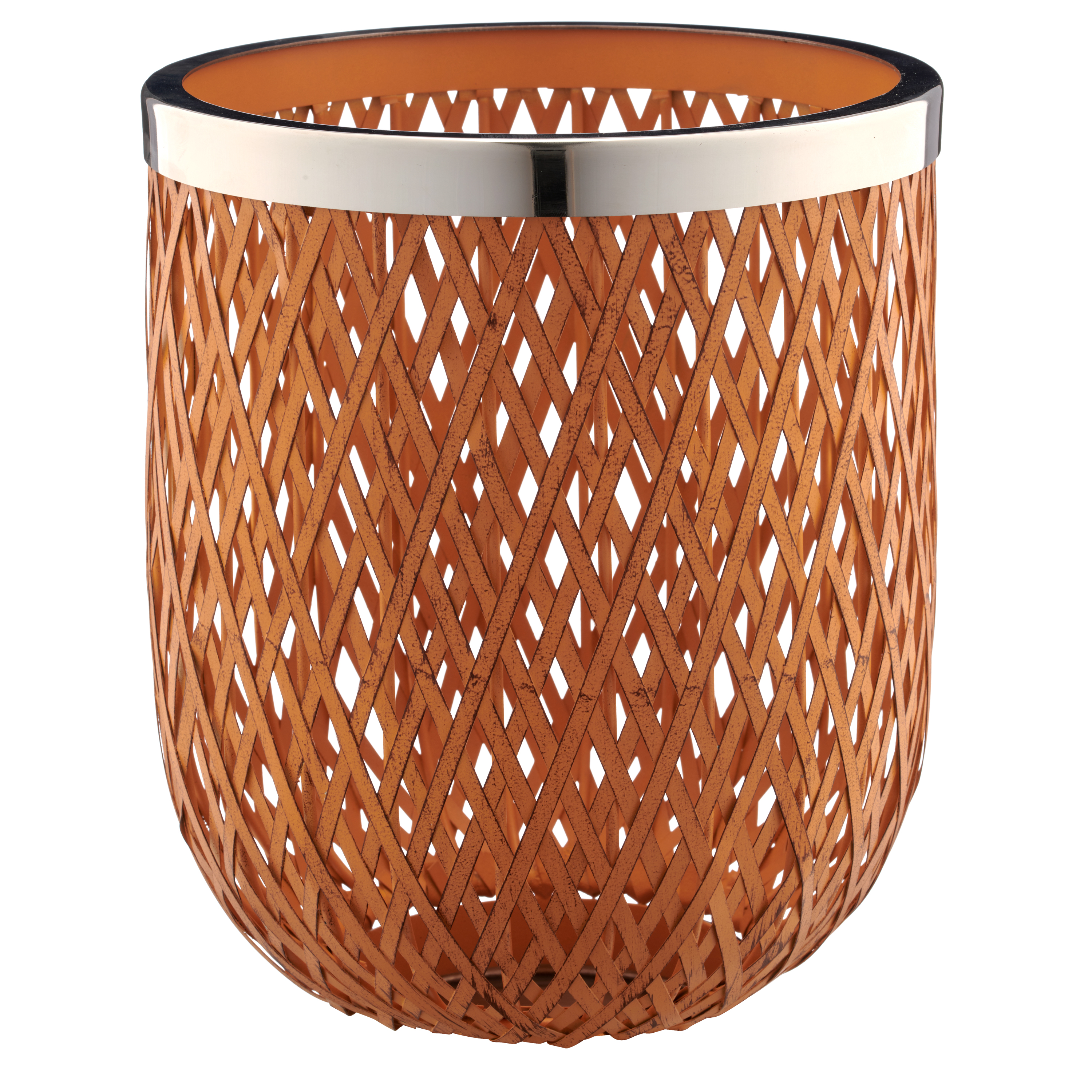 Windlicht Weide Geflochten mit Edelstahlrand Gasper