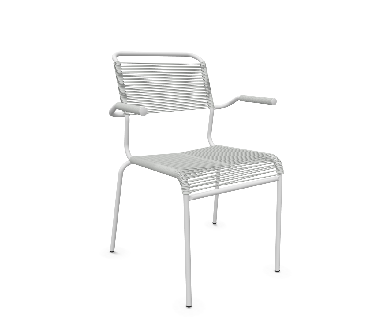 Kufen-Spaghetti-Stuhl Säntis mit Lehne von Schaffner / Farbe: Alusilber / Grösse: 60 x 61 cm