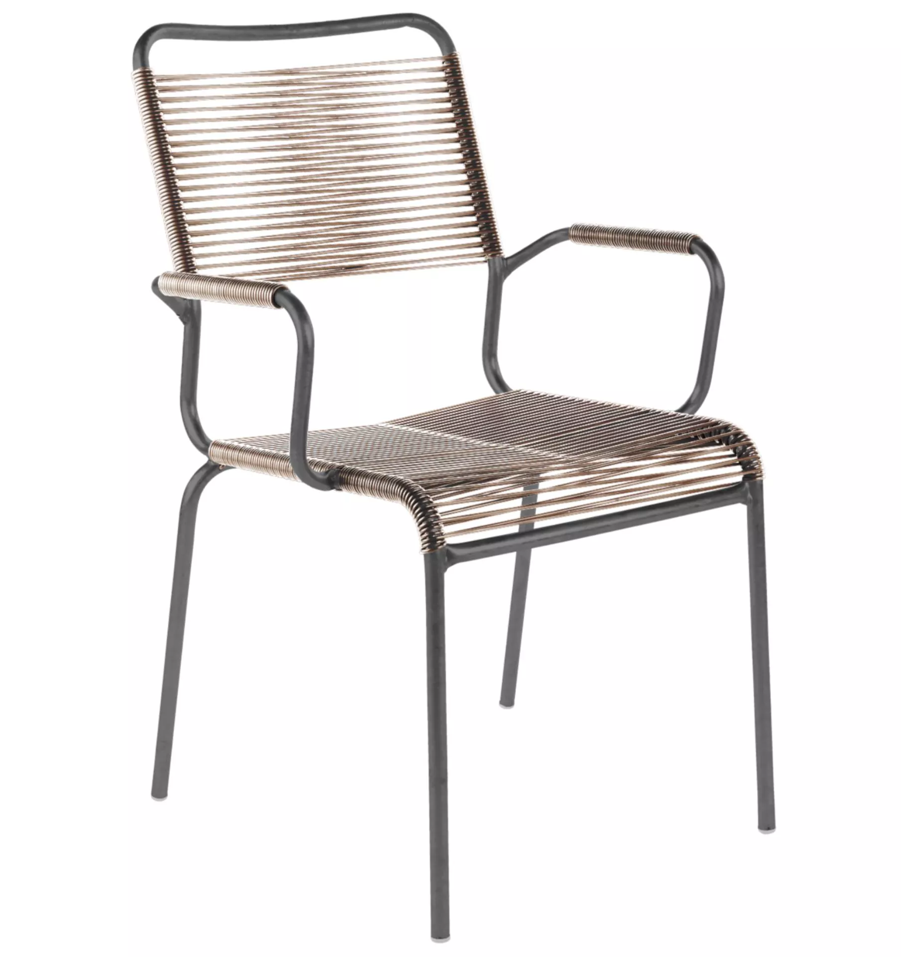Spaghetti-Stuhl Rigi mit Armlehnen Schaffner / Farbe: Brauntransparent