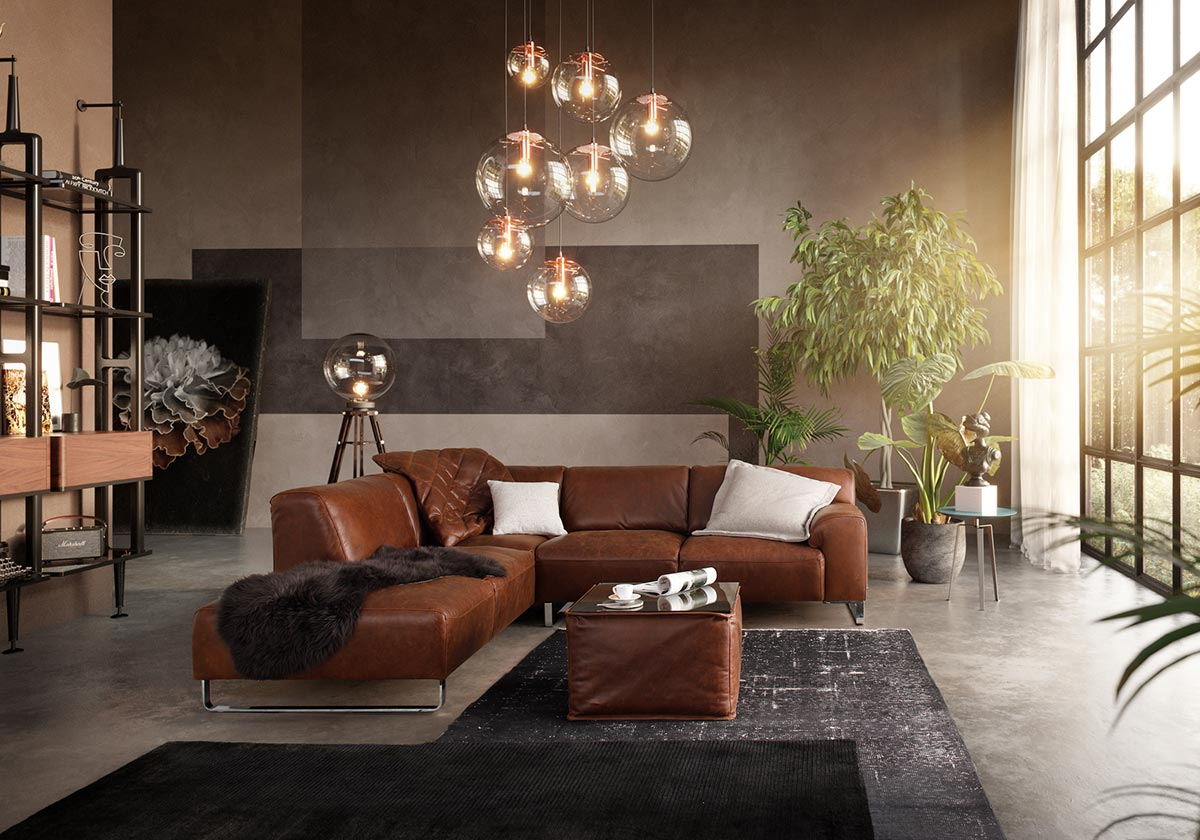 Ecksofa Alessiio Basic Schillig Willi / Farbe: Sunrise / Material: Leder Basic