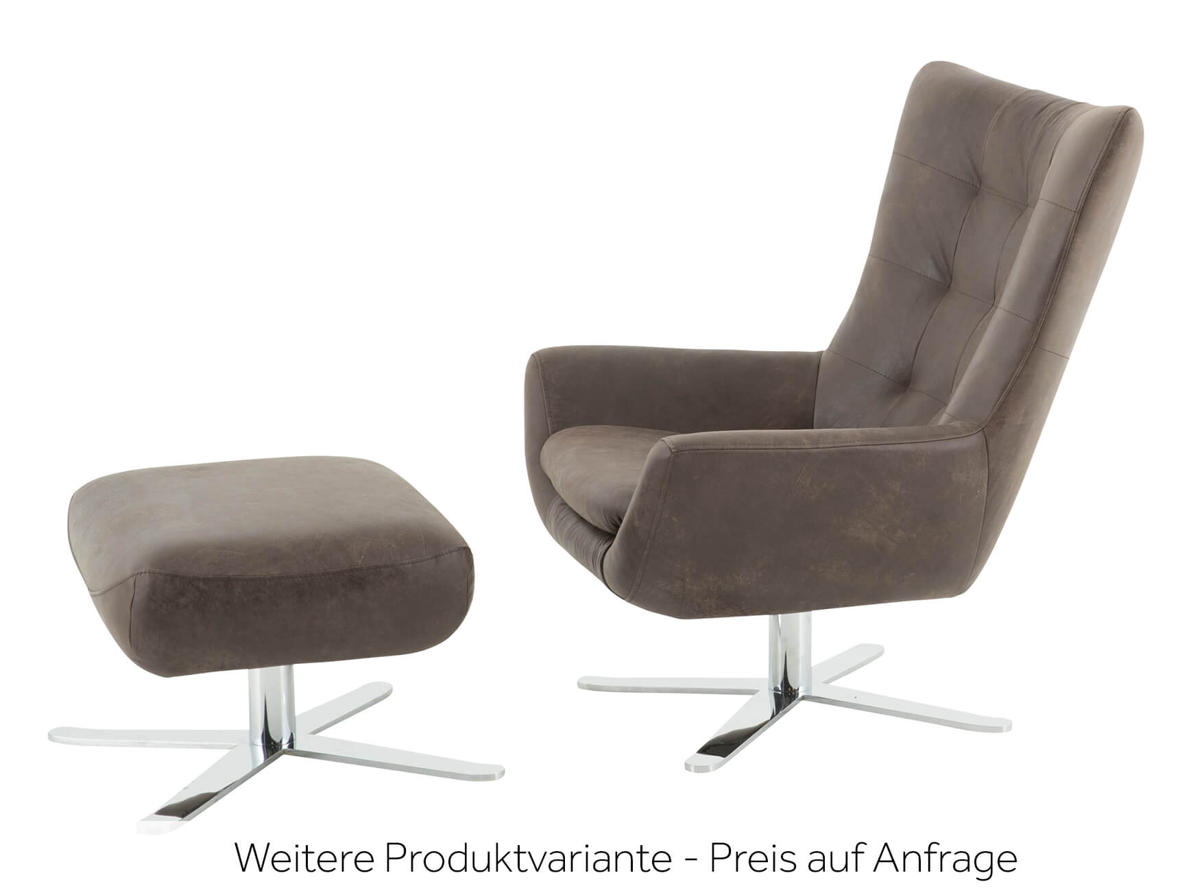 Hocker Vitoria, Leder Braun, Drehbar, Metall, b 60 cm t 48 cm h 42 cm