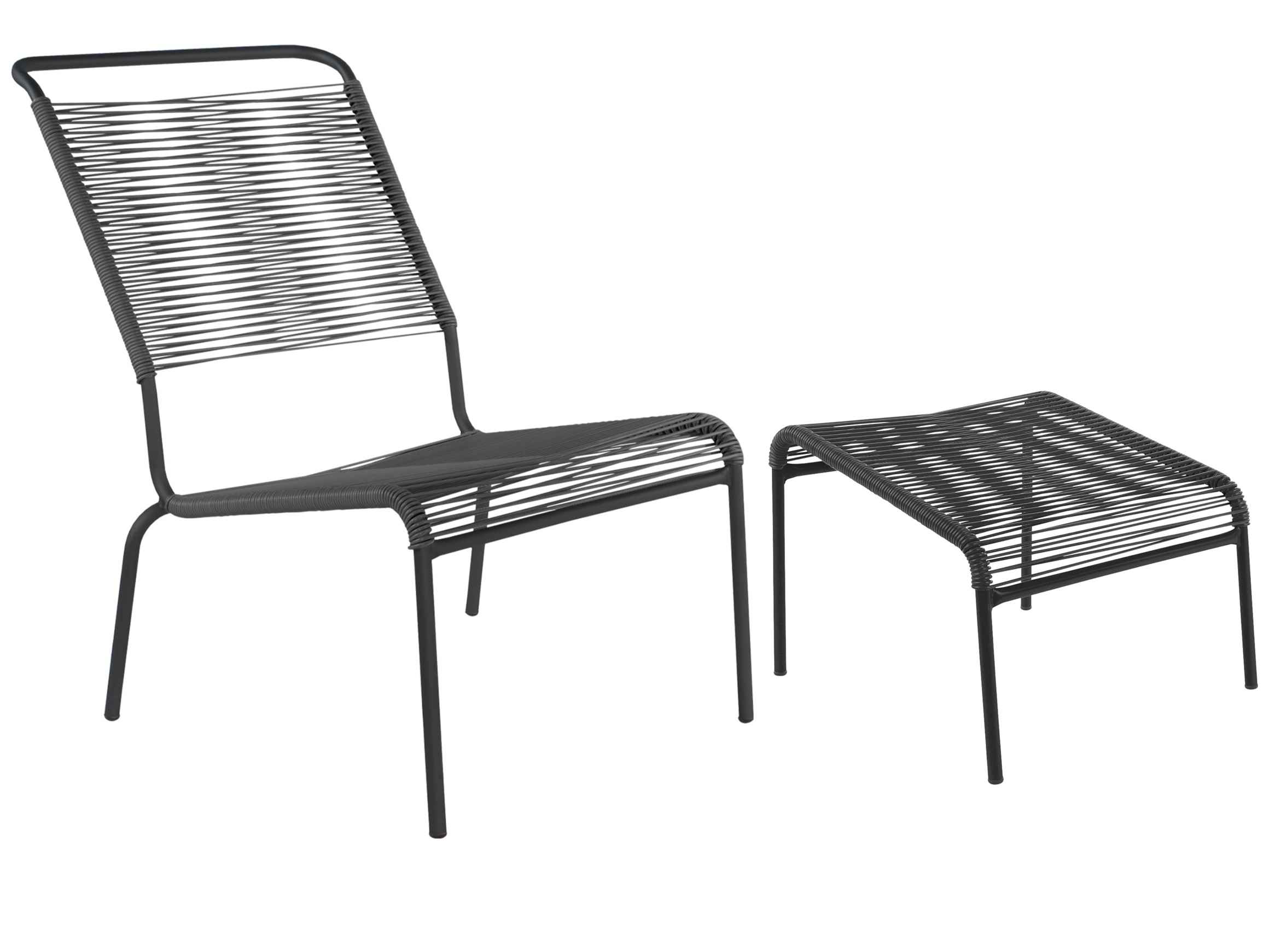 Schaffner Spaghetti-Lounger + Hocker Säntis Hochlehner Grau | Schubiger Möbel