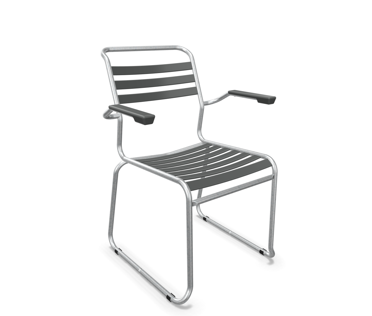 Schaffner Kufen-Lättli-Stuhl Säntis mit Lehne Feuerverzinkt Grau | Schubiger Möbel