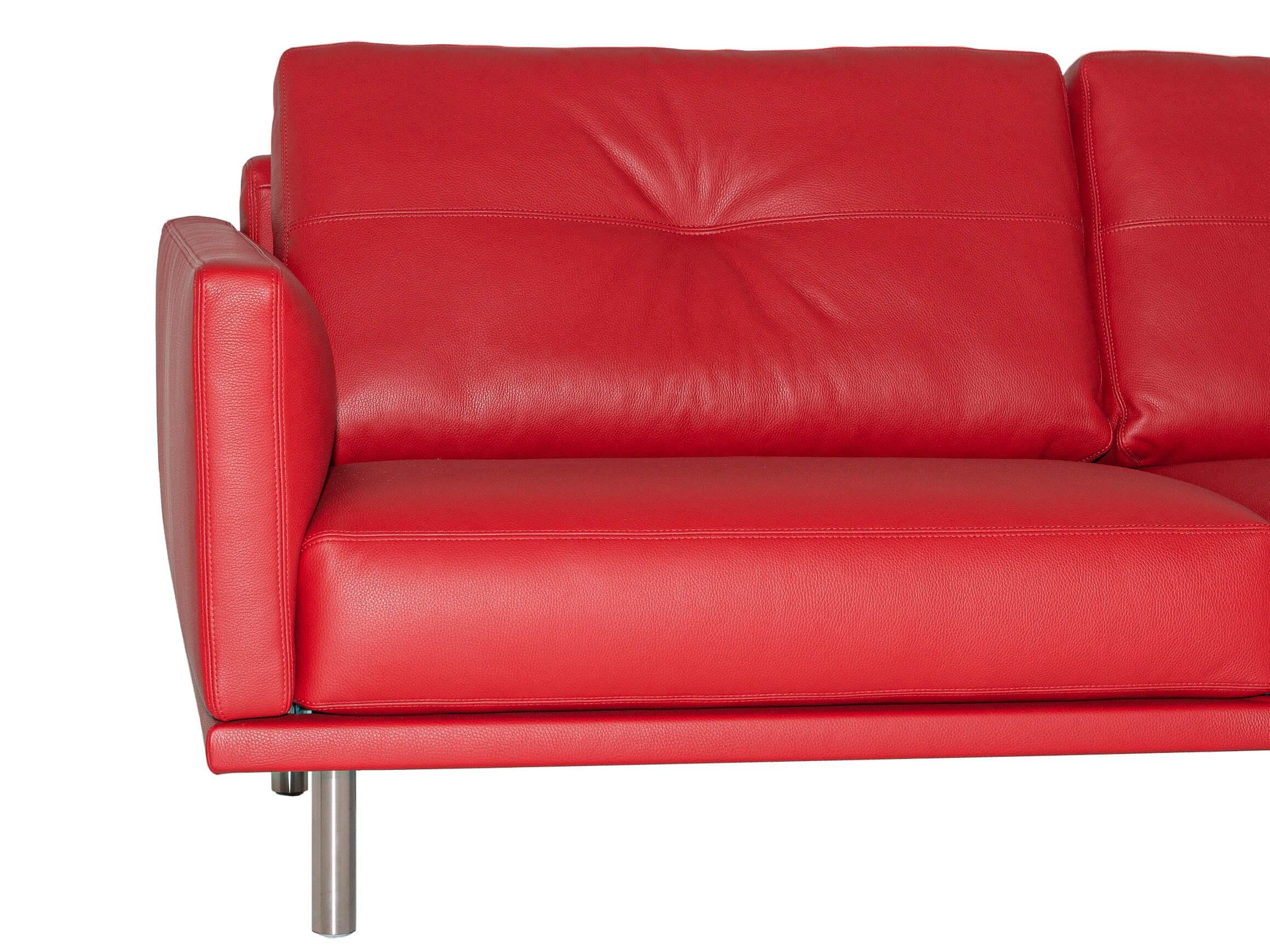 Canapé Moris L : 198 cm Intertime / Couleur : Corail / Matériau de revêtement : Cuir