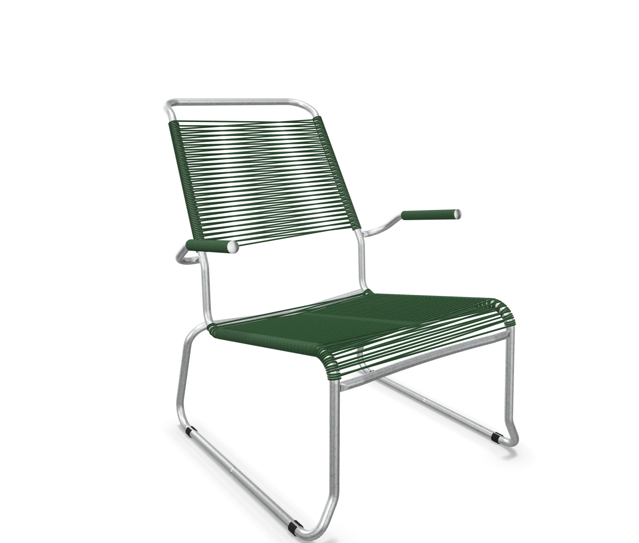 Schaffner Kufen-Spaghetti-Lounger Säntis mit Lehne / Hochlehner Feuerverzinkt Grün | Schubiger Möbel