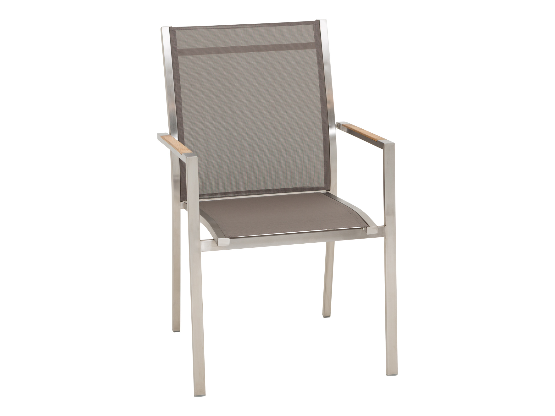 Gartenstuhl One, Taupe, Edelstahl, Teak, Stapelbar, b