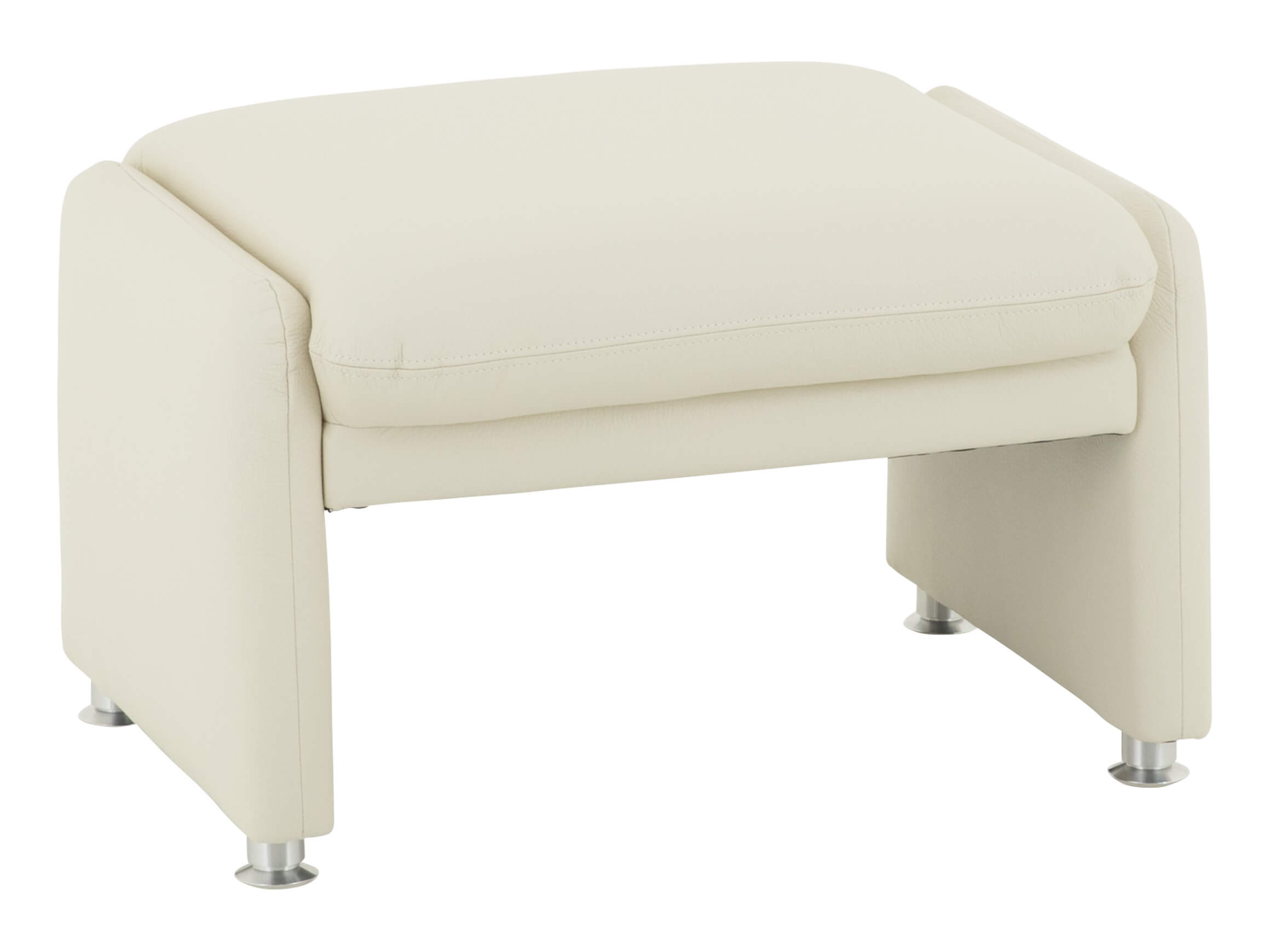 Hocker Grimsel, Leder Porcellan, Füsse Alu,