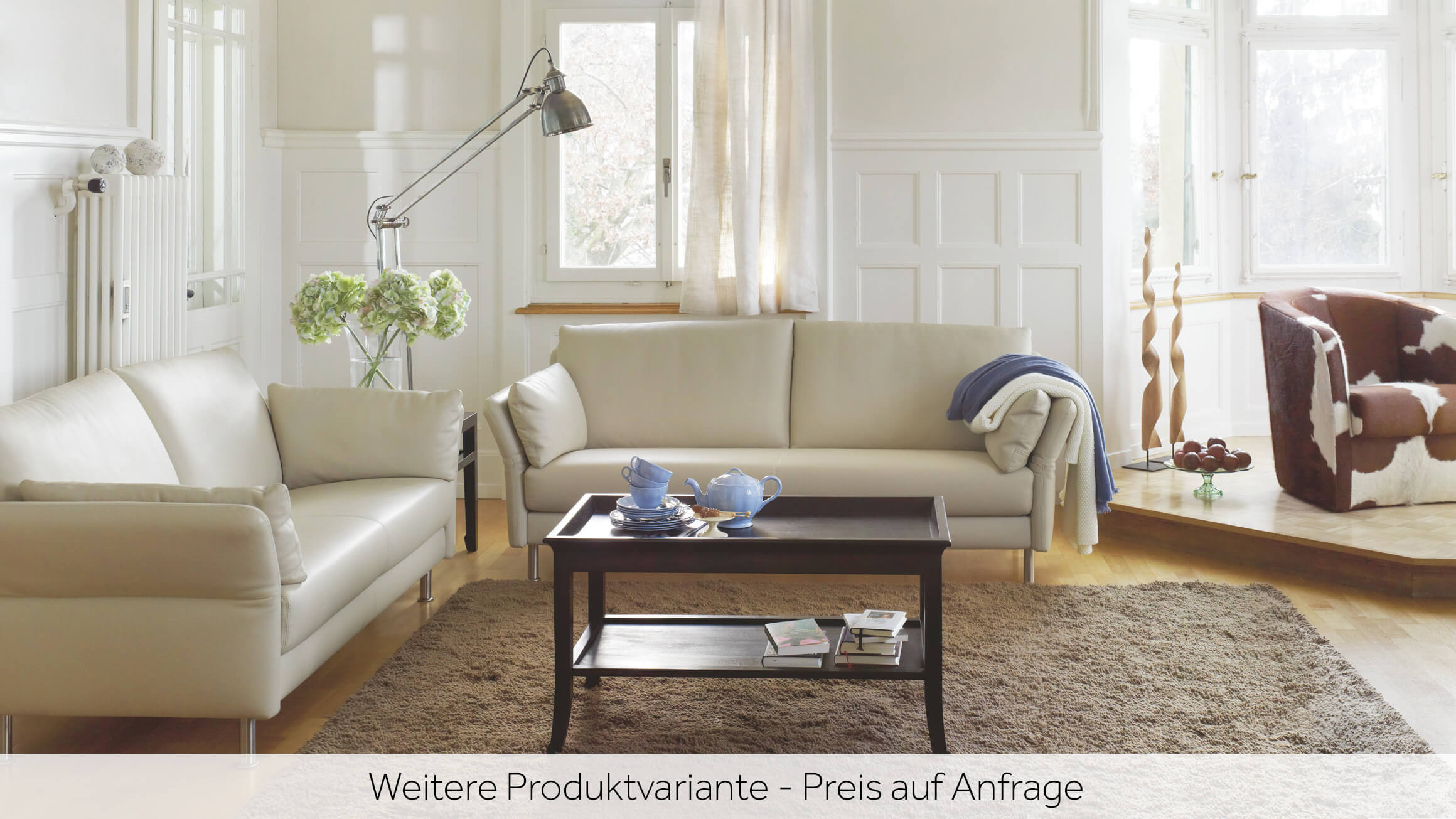 3er Sofa Campus, Leder, Chrom Glanz, B 191 cm T 85 cm H 80-85 cm