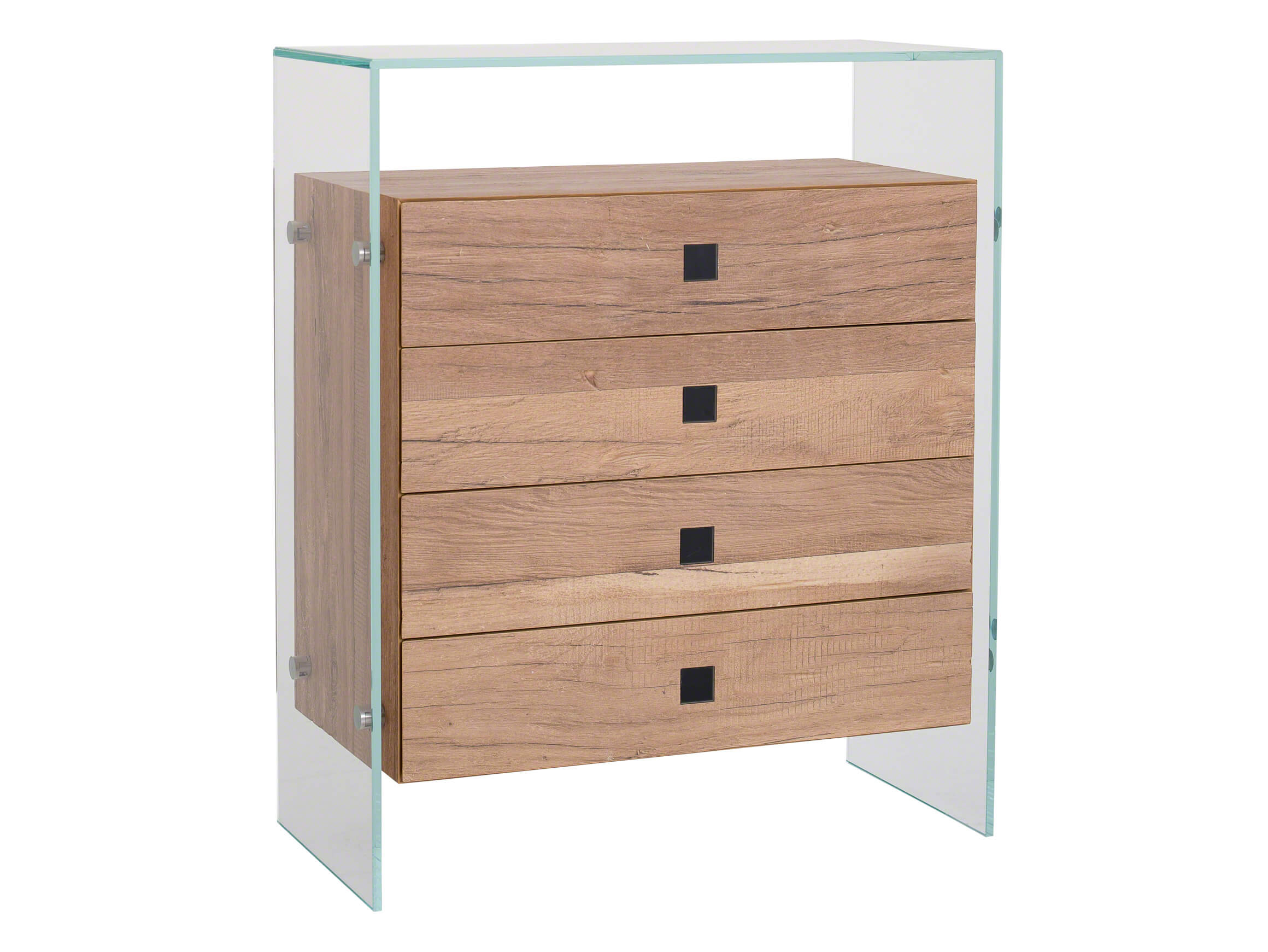 Kommode Franky, Holzkorpus mit Glasrahmen, b 84 cm t 40 cm h 101 cm