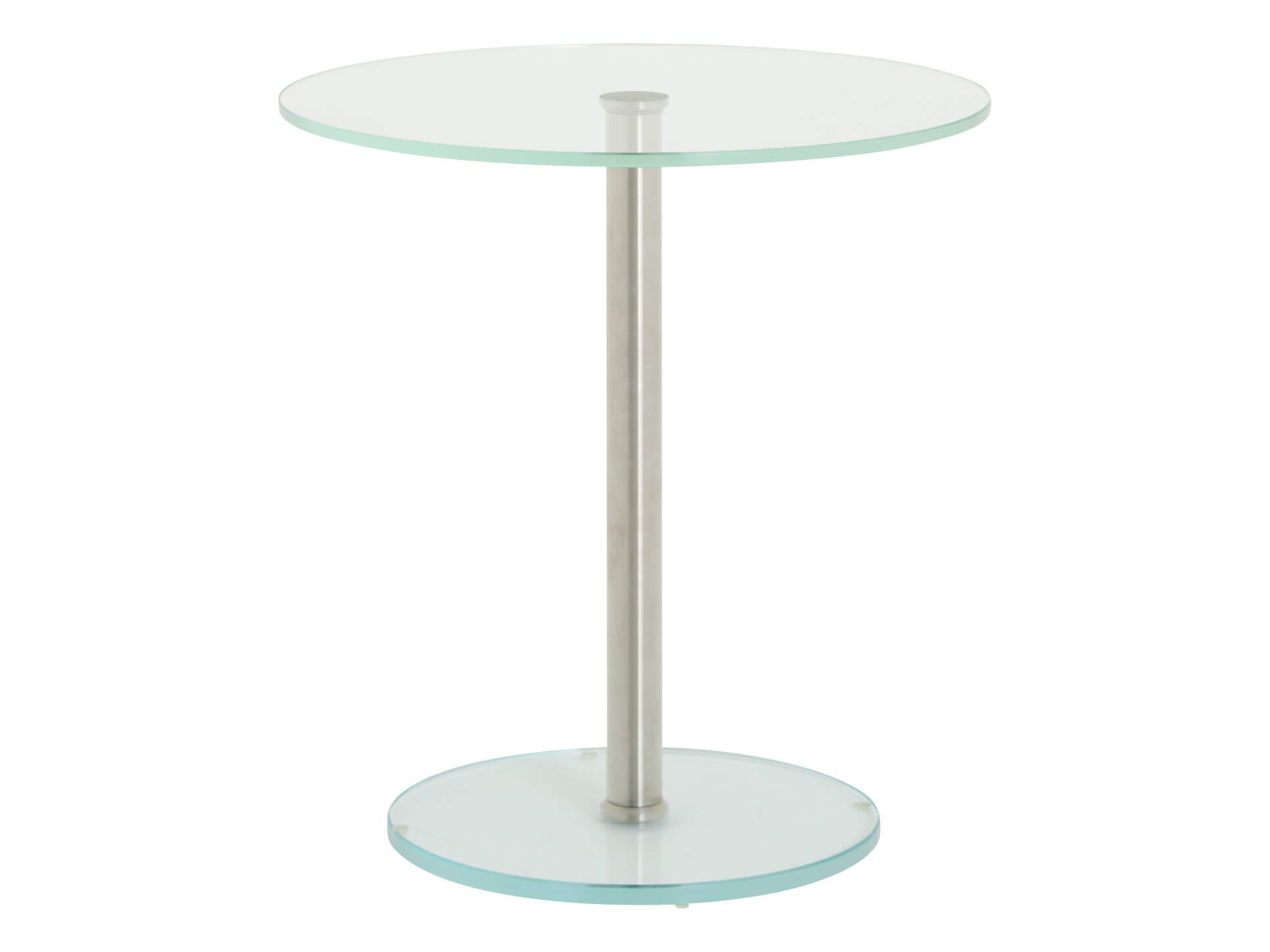 Beistelltisch Roddy, Optiwhiteglas, Edelstahl, d 50 h 52