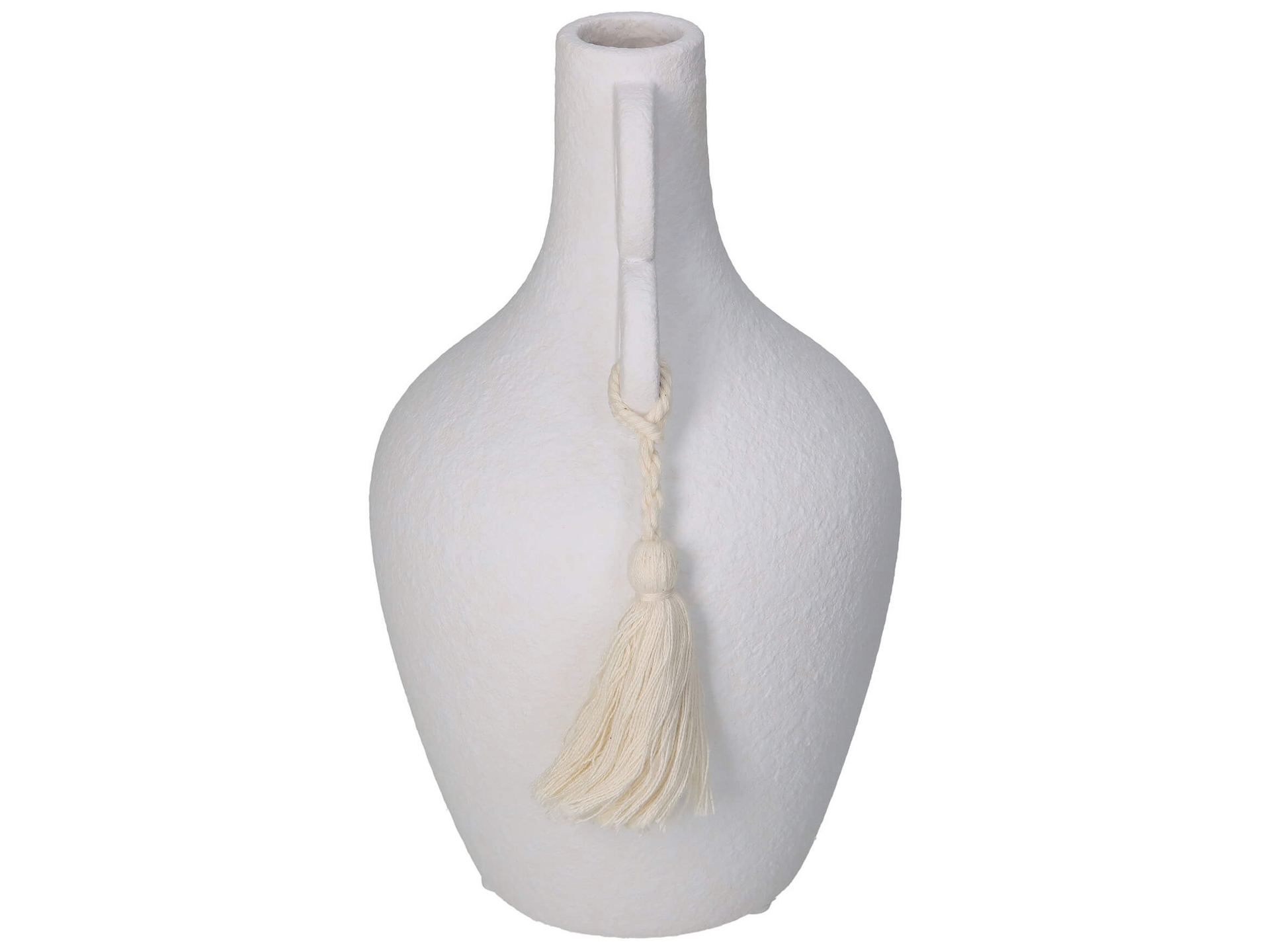 Vase Weiss mit Quasten H: 24 cm Kersten Vase Weiss mit Quasten H: 24 cm Kersten