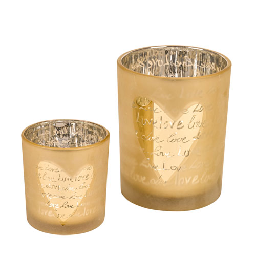 Windlicht Love Gold H: 9 cm Decofinder