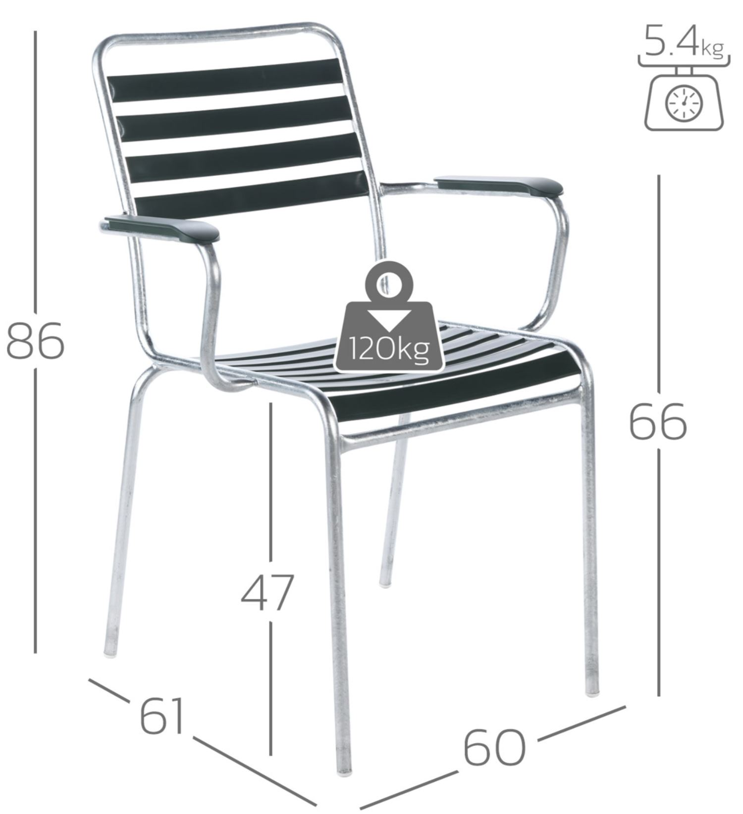 Lättlistuhl Rigi mit Armlehnen Feuerverzinkt von Schaffner / Farbe: Orange / Grösse: 60 x 61 cm