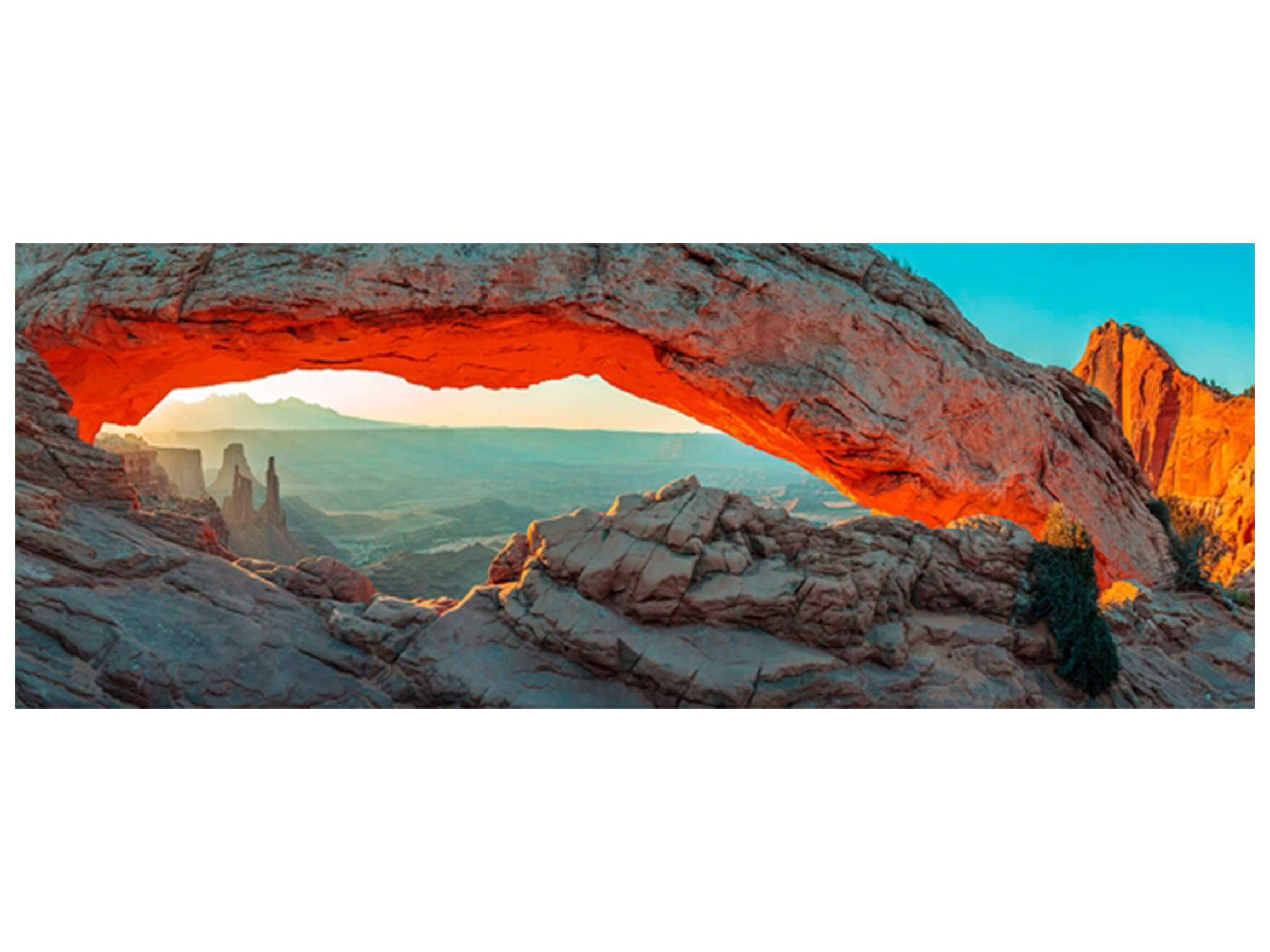 Digitaldruck auf Glas Felsformation im Sonnenaufgang image LAND