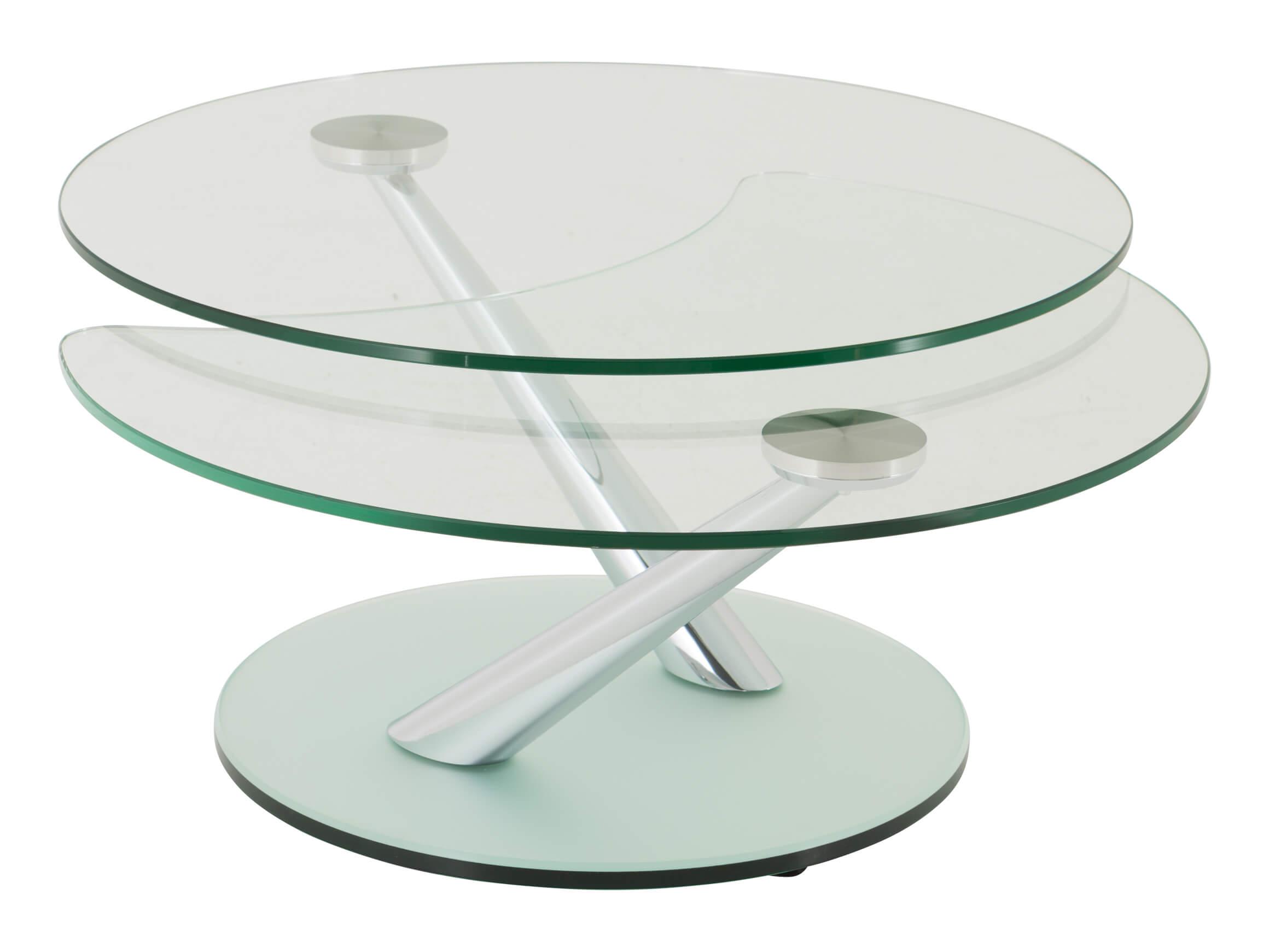 Salontisch Caladia, Silberglas, Chrom, Klarglas, b