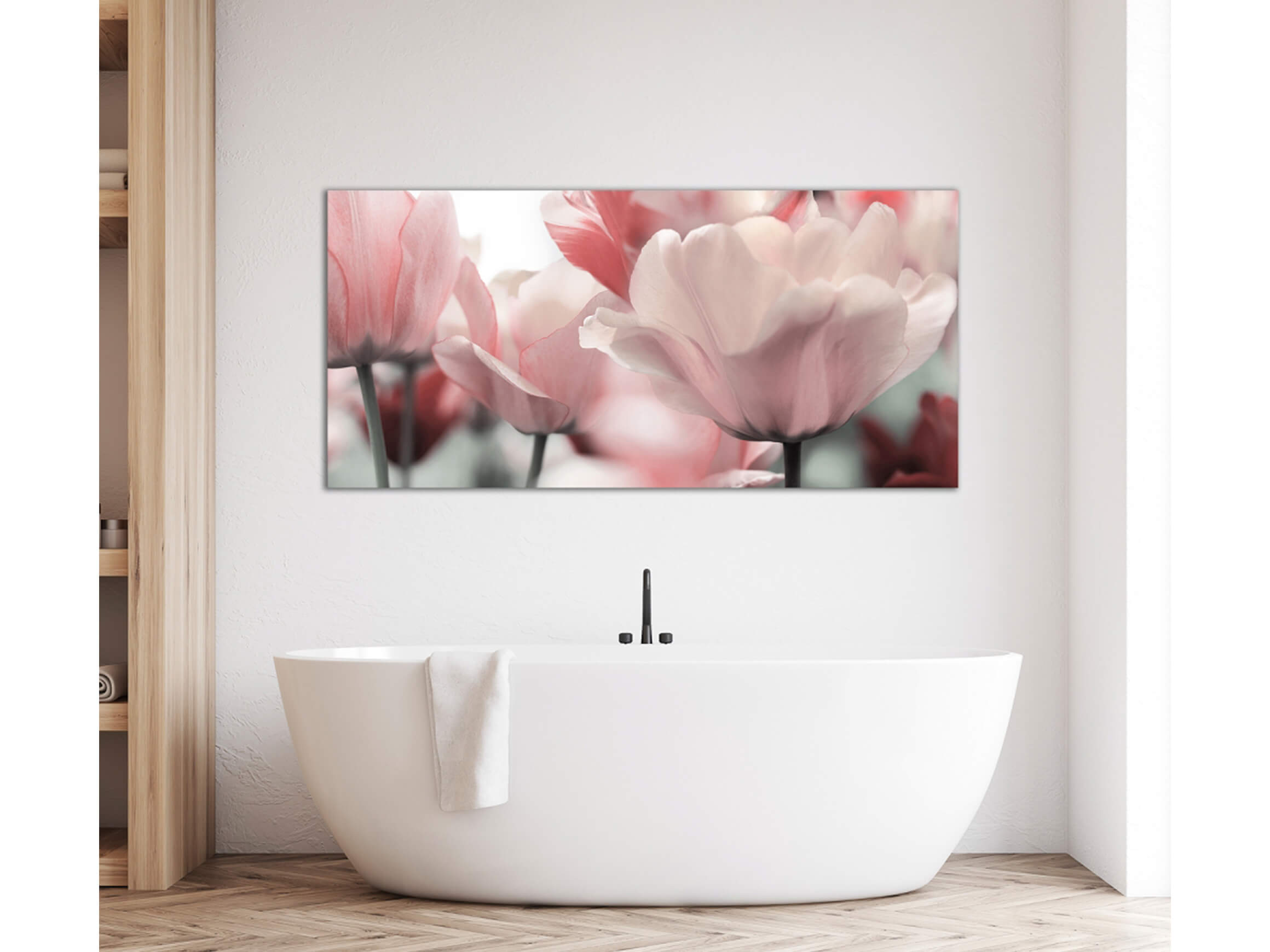 Digitaldruck auf Acrylglas Blüten in Rose image LAND / Grösse: 140 x 66 cm