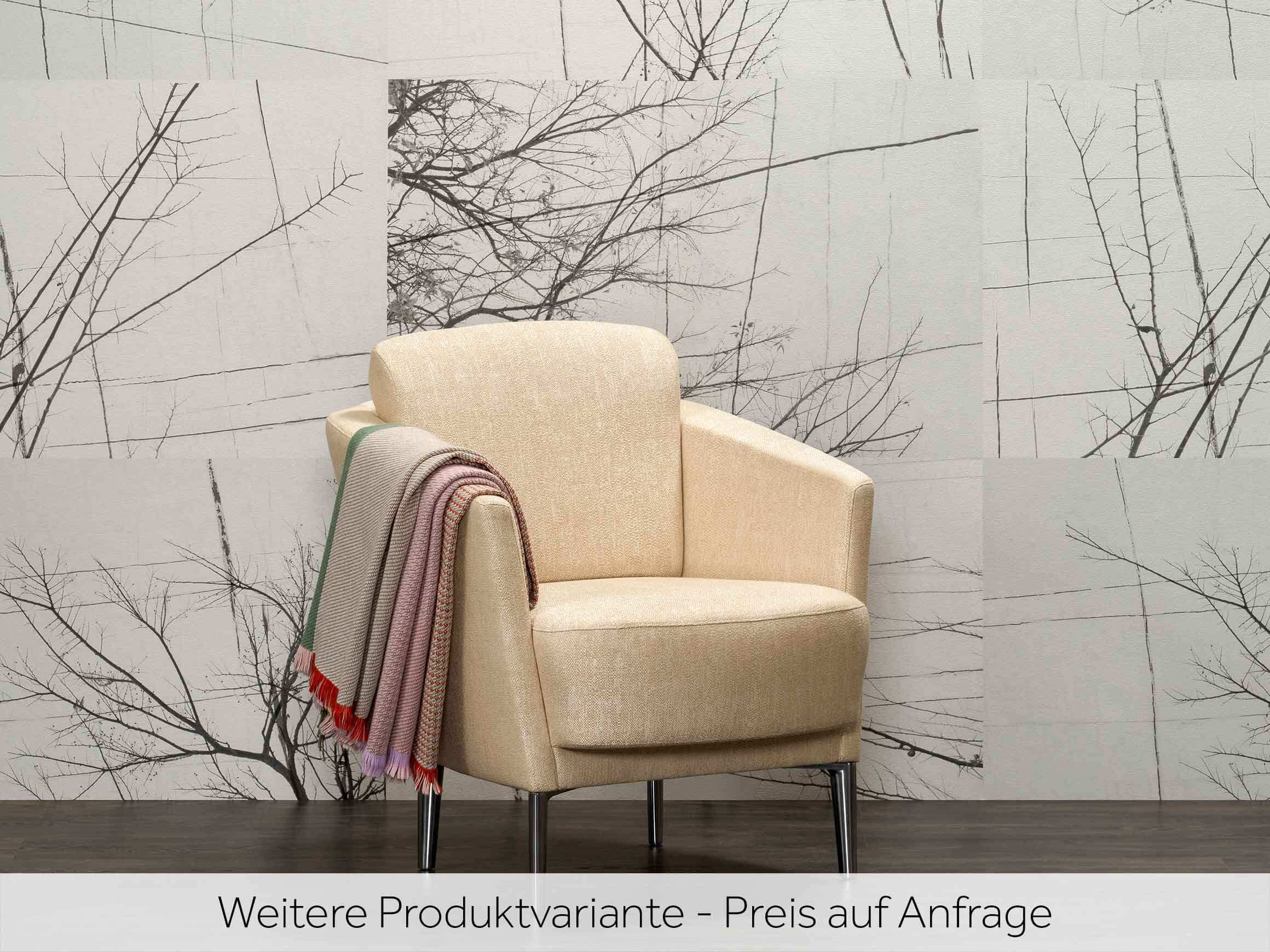 Sessel Praden, Leder Grau, Semianilin, Füsse Chrom