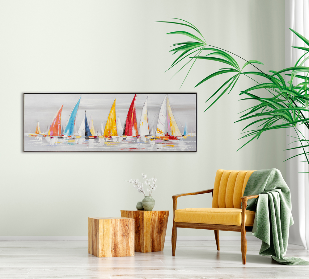 Gemälde-Bunte Segelboote-image LAND