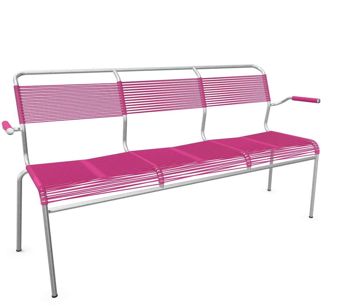 Schaffner Spaghetti-3er-Bank Säntis mit Lehne Feuerverzinkt Rosa | Schubiger Möbel