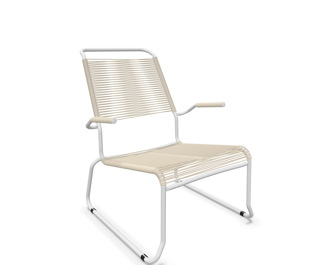 Schaffner Kufen-Spaghetti-Lounger Säntis mit Lehne / Hochlehner Beige | Schubiger Möbel