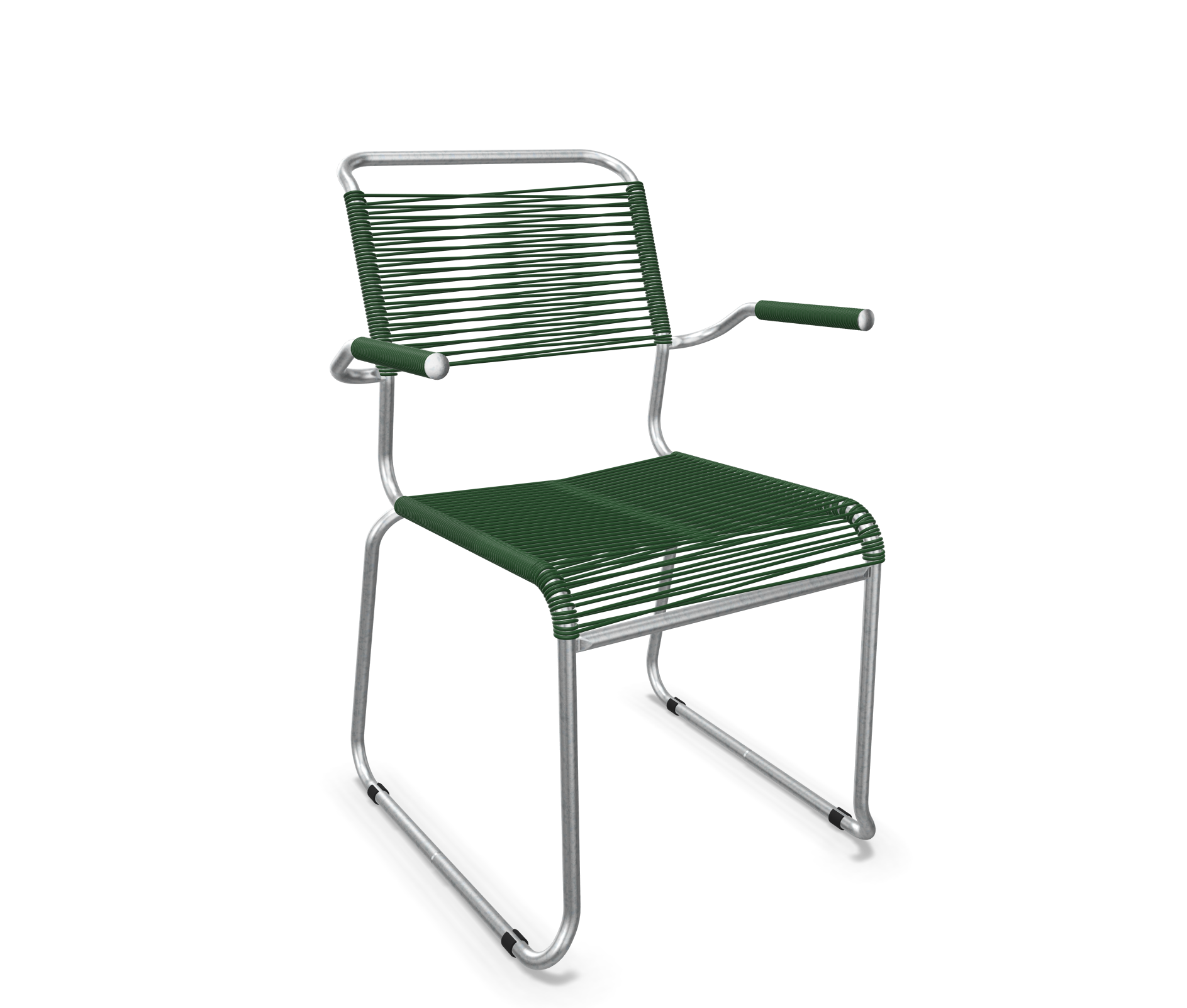 Kufen-Spaghetti-Stuhl Säntis mit Lehne Feuerverzinkt von Schaffner / Farbe: Tannengrün / Grösse: 60 x 61 cm