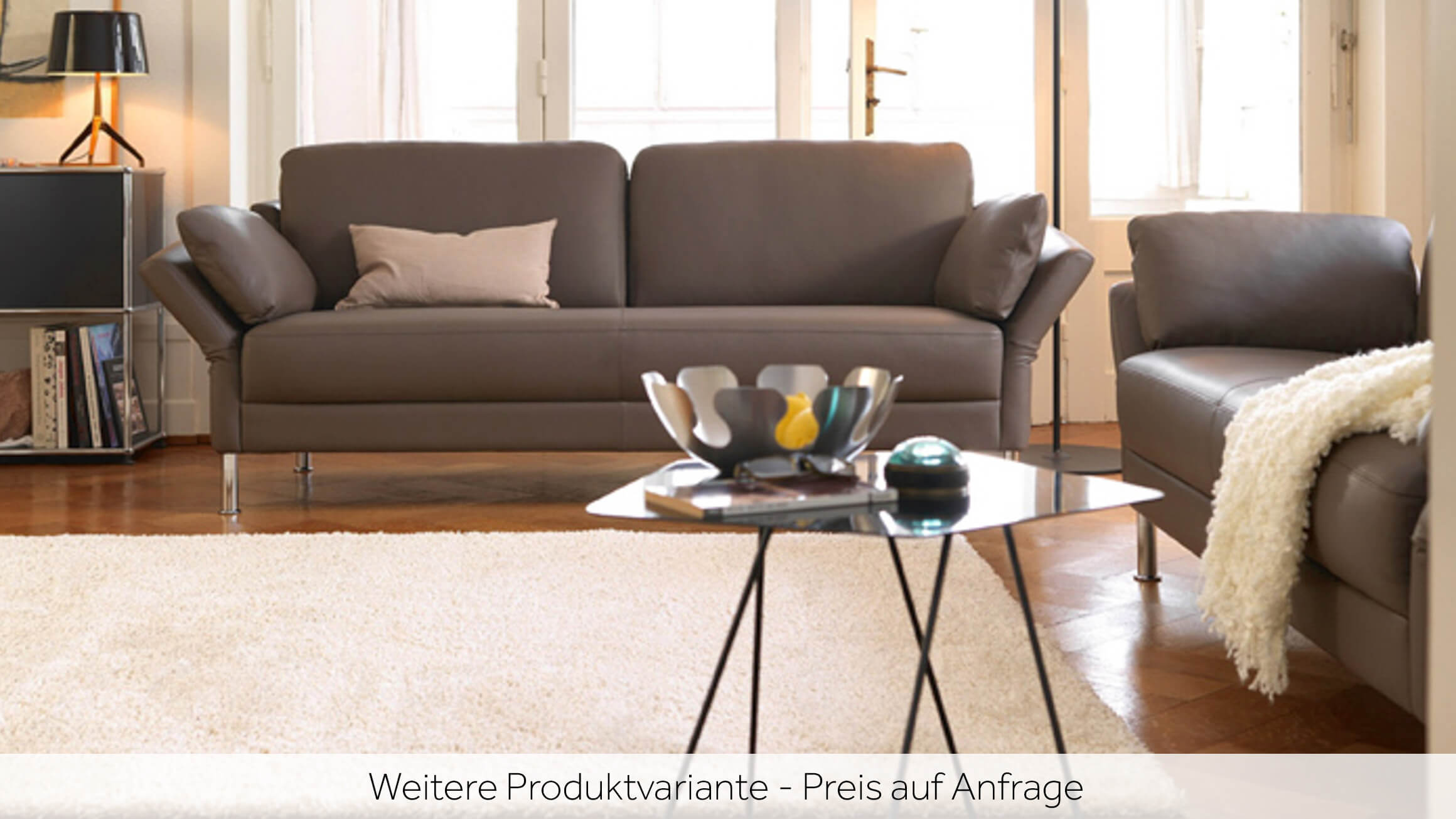 2er Sofa Nimbus, Leder, Höhenverstellbar, b 164 cm t 86 cm h 81-84 cm
