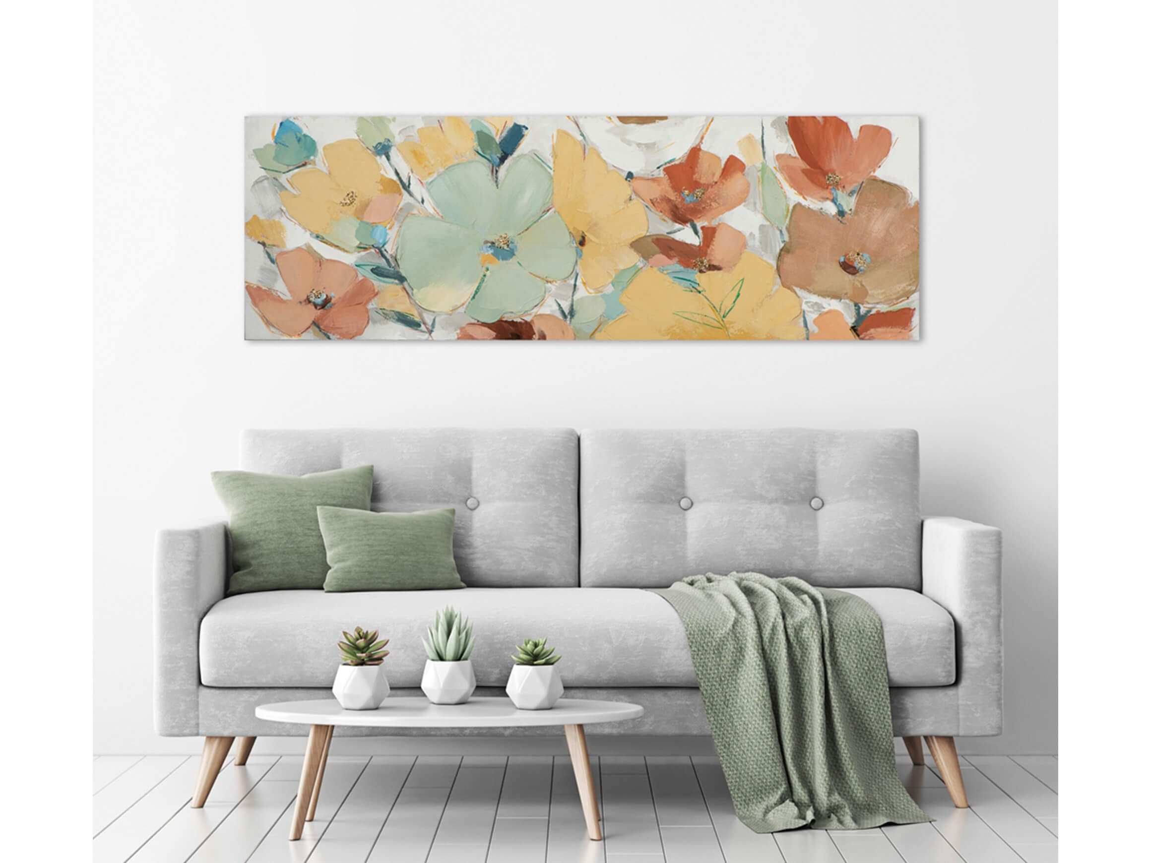 Bild Pastellblumen image LAND / Grösse: 150 x 50 cm