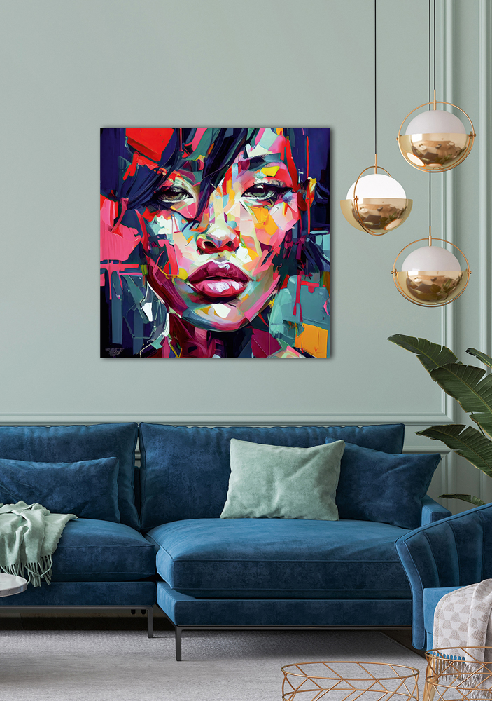 Acrylglasbild-Buntes Portrait-image LAND