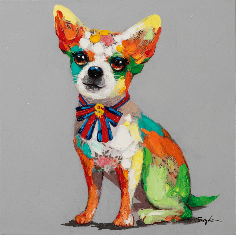 Gemälde-Bunter Chihuahua mit Schleife-image LAND