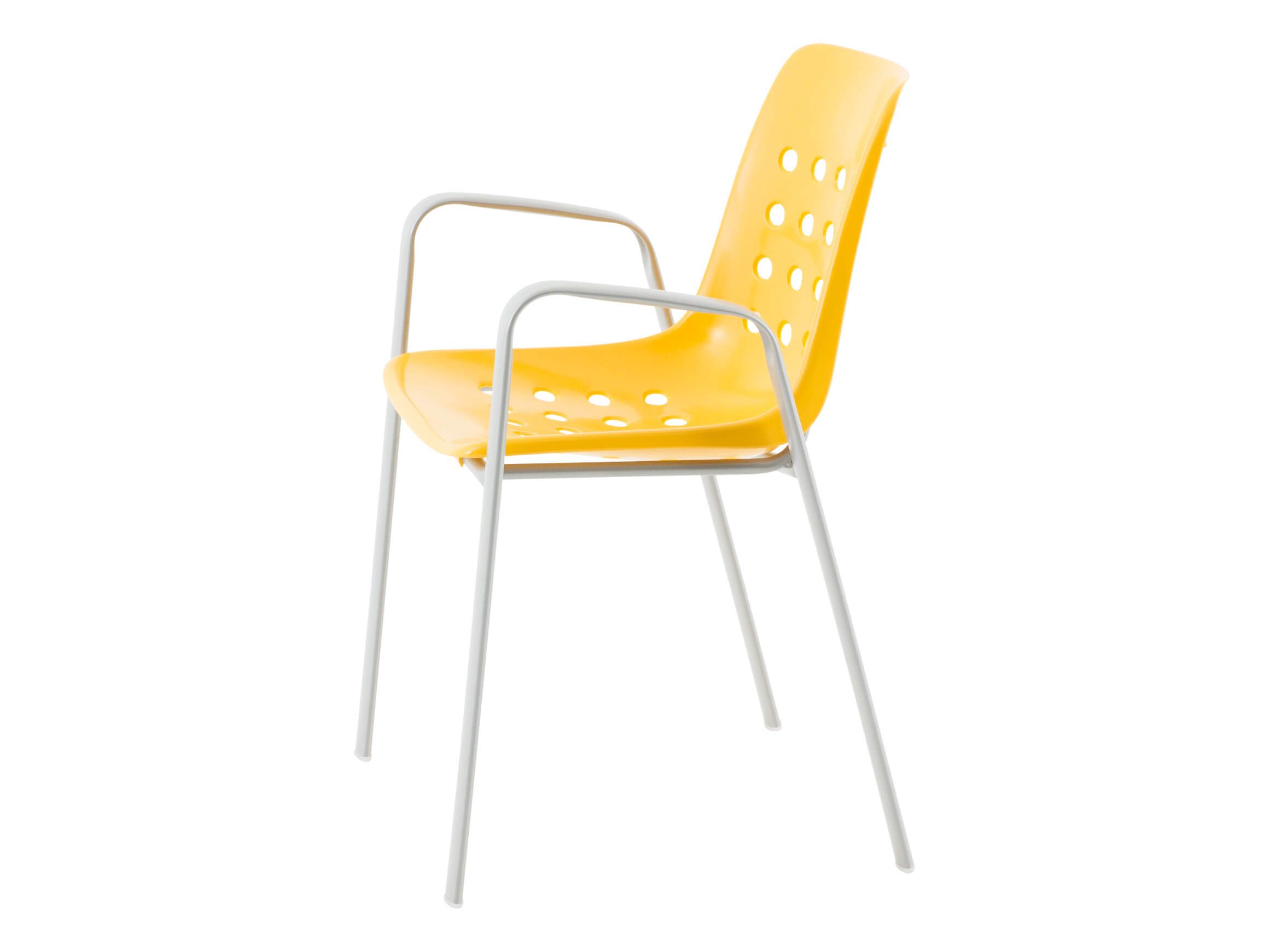 Schalen-Stuhl Bermuda mit Armlehne Rundoval von Schaffner / Farbe: Gelb / Grösse: 54 x 43 cm