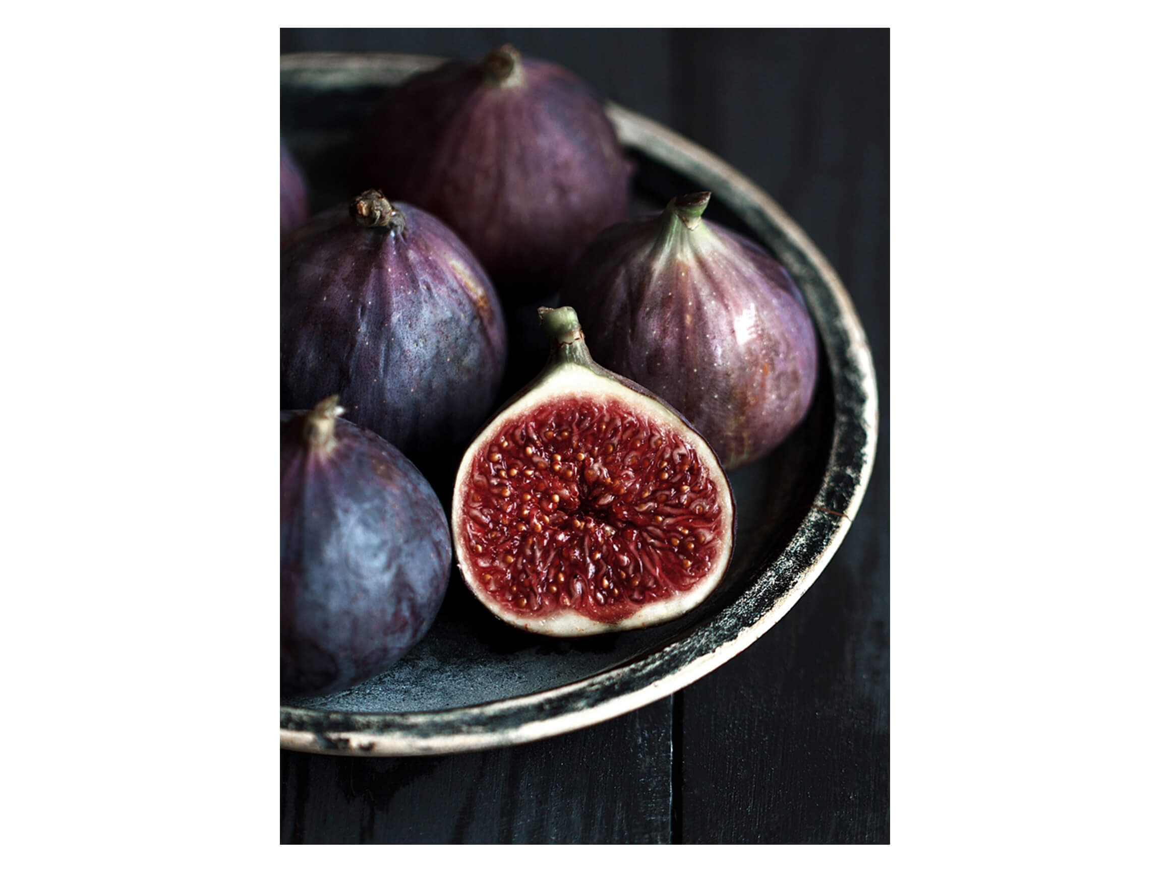 Digitaldruck auf Glas Blaue Feigen image LAND / Grösse: 80 x 60 cm