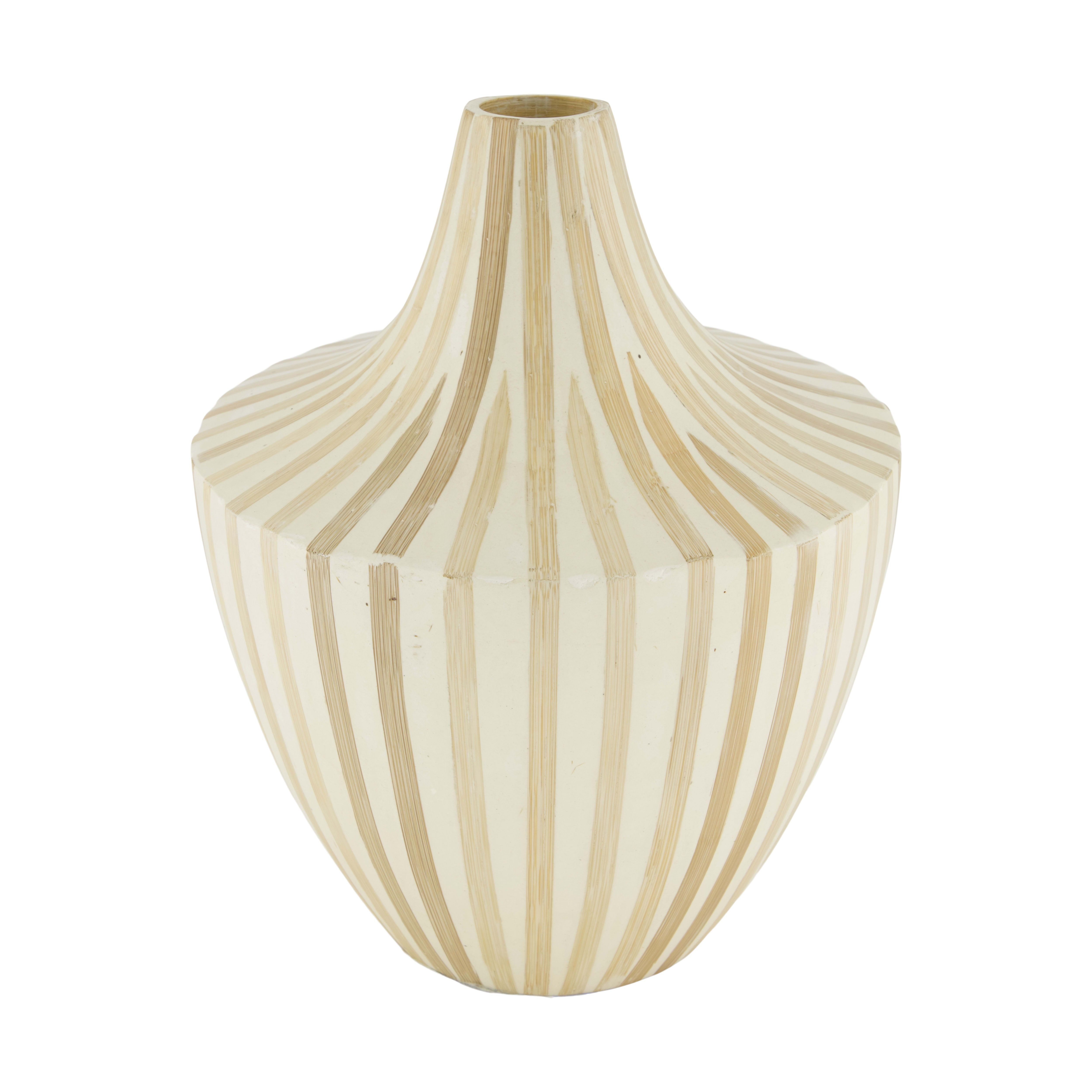 Decofinder Vase Bambus, Weiss  | Schubiger Möbel