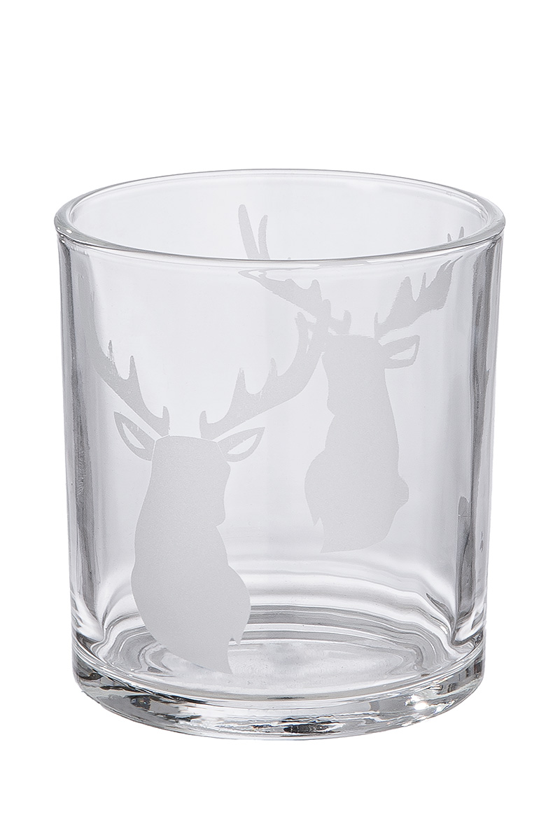 Windlicht Hirschkopf, Glas H: 10 cm Gilde