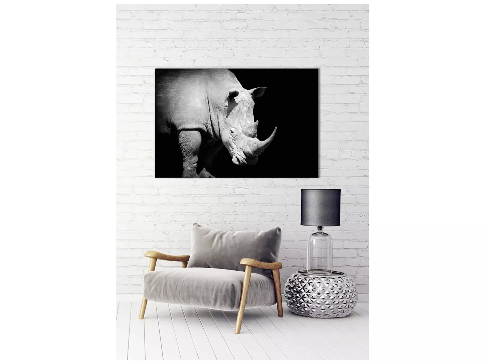 Digitaldruck auf Acrylglas Nashorn image LAND / Grösse: 120 x 80 cm