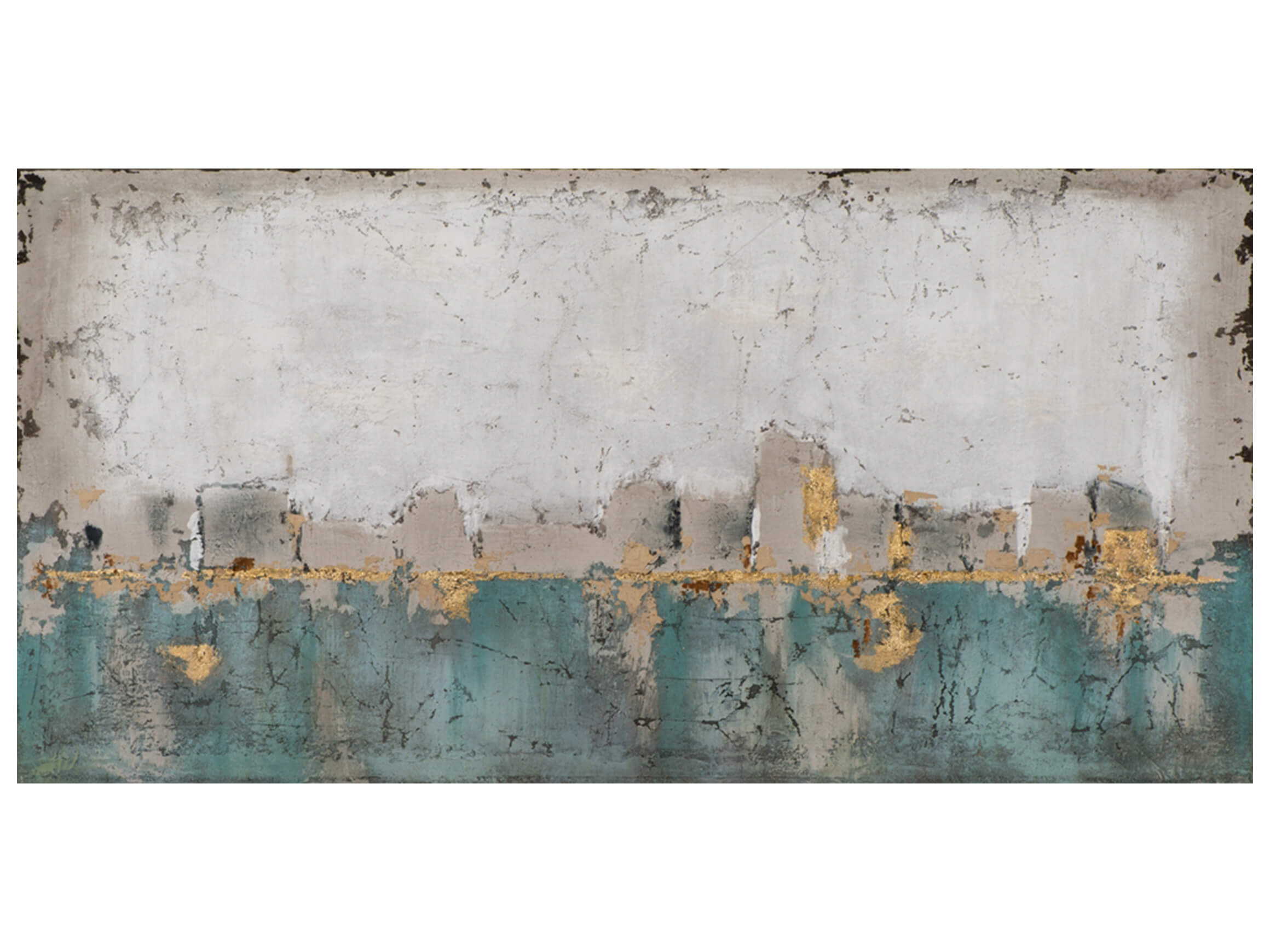 Bild Abstrakte Farbkomposition in Blau und Gold image LAND 70x140 cm