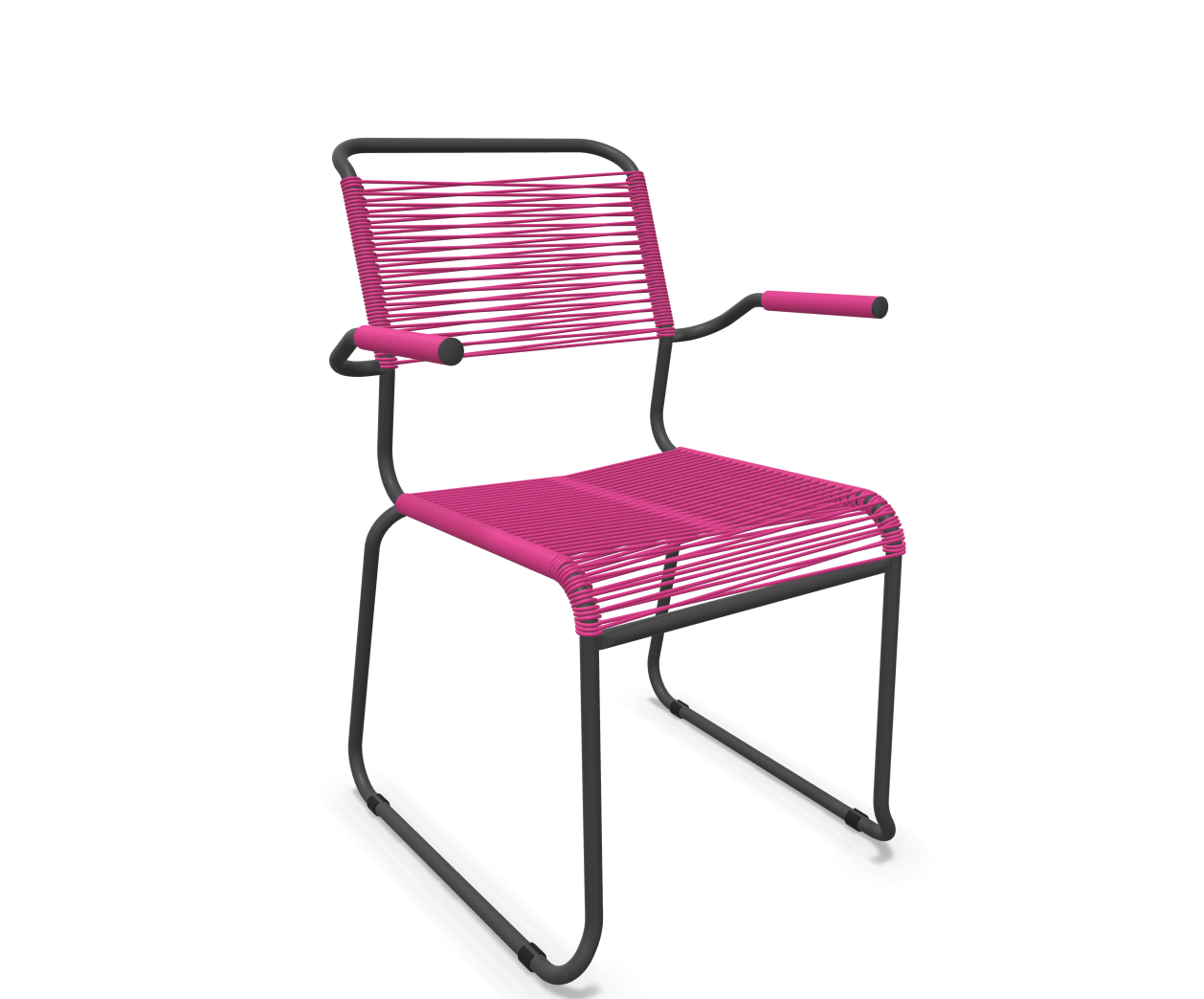 Kufen-Spaghetti-Stuhl Säntis mit Lehne von Schaffner / Farbe: Pink / Grösse: 60 x 61 cm