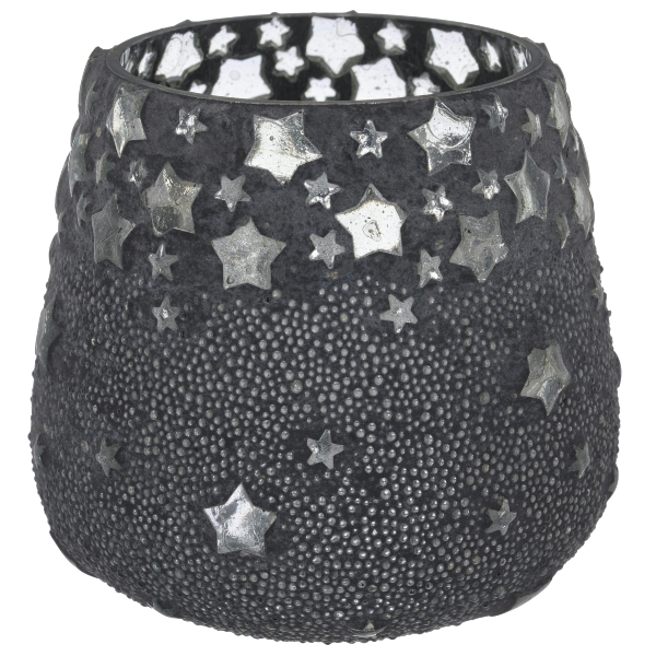 Windlicht Mosaik, Sterndekor, Anthrazit Gasper