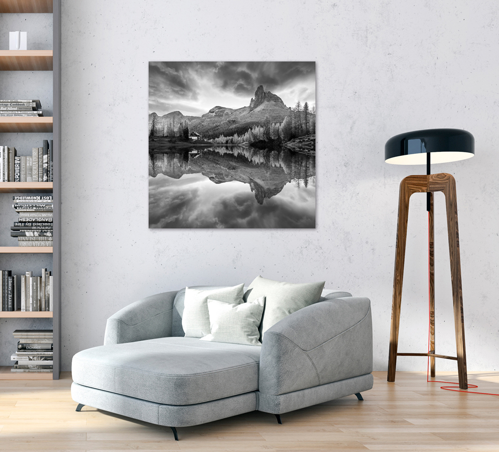 Acrylglasbild-Spiegelnde Berge im Sonnenaufgang-image LAND