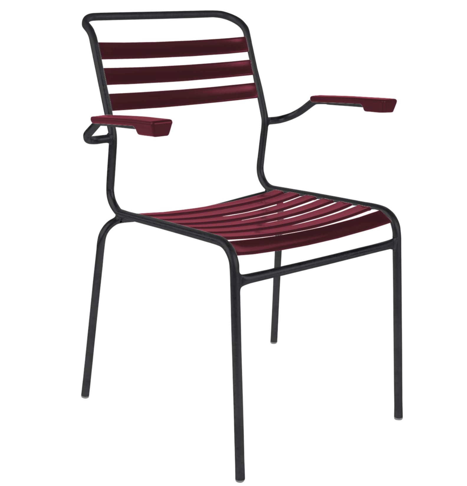 Lättli-Stuhl Säntis mit Armlehnen von Schaffner / Farbe: Bordeaux / Grösse: 62 x 60 cm