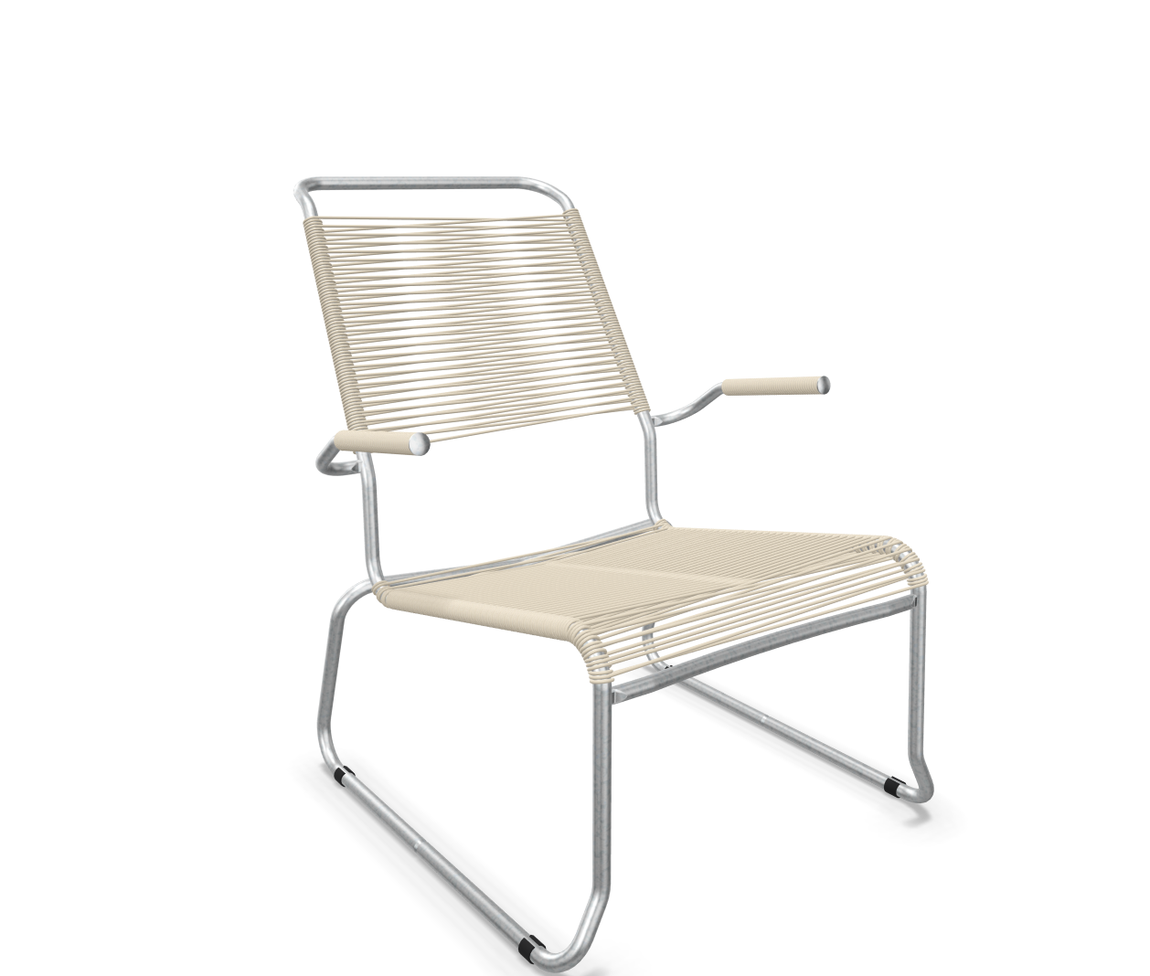 Schaffner Kufen-Spaghetti-Lounger Säntis mit Lehne / Hochlehner Feuerverzinkt Beige | Schubiger Möbel