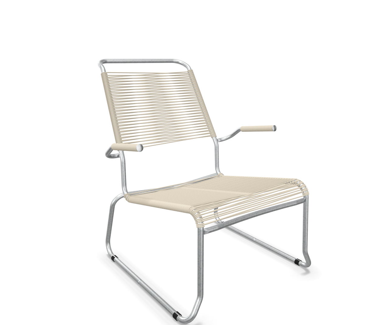 Kufen-Spaghetti-Lounger Säntis mit Lehne / Hochlehner Feuerverzinkt von Schaffner / Farbe: Pastellsand / Grösse: 68 x 85 cm