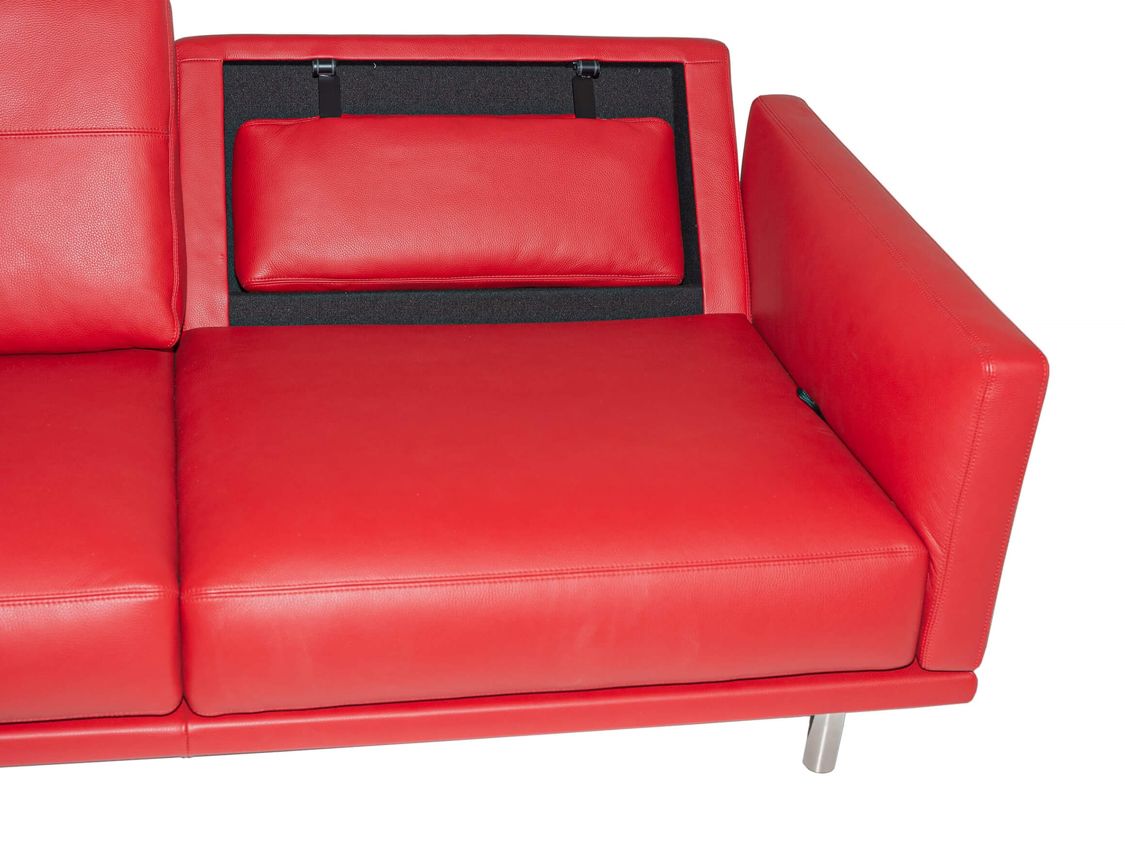 Sofa Moris B: 178 cm Intertime / Farbe: Rot / Bezugsmaterial: Leder