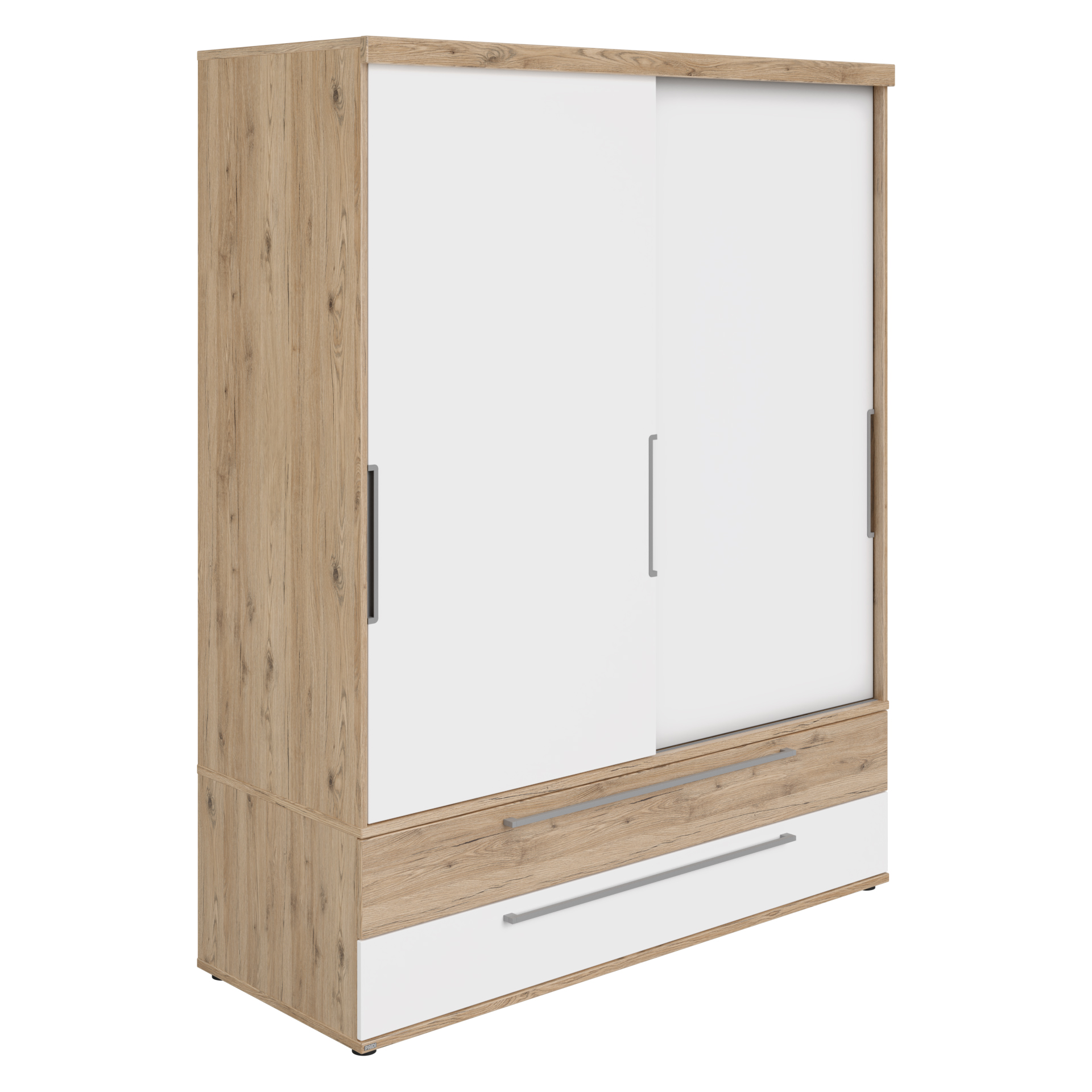 Schiebetürenschrank Fionn von Paidi / Farbe: Kreideweiss/Eiche Dekor / Grösse: 164 x 64 cm