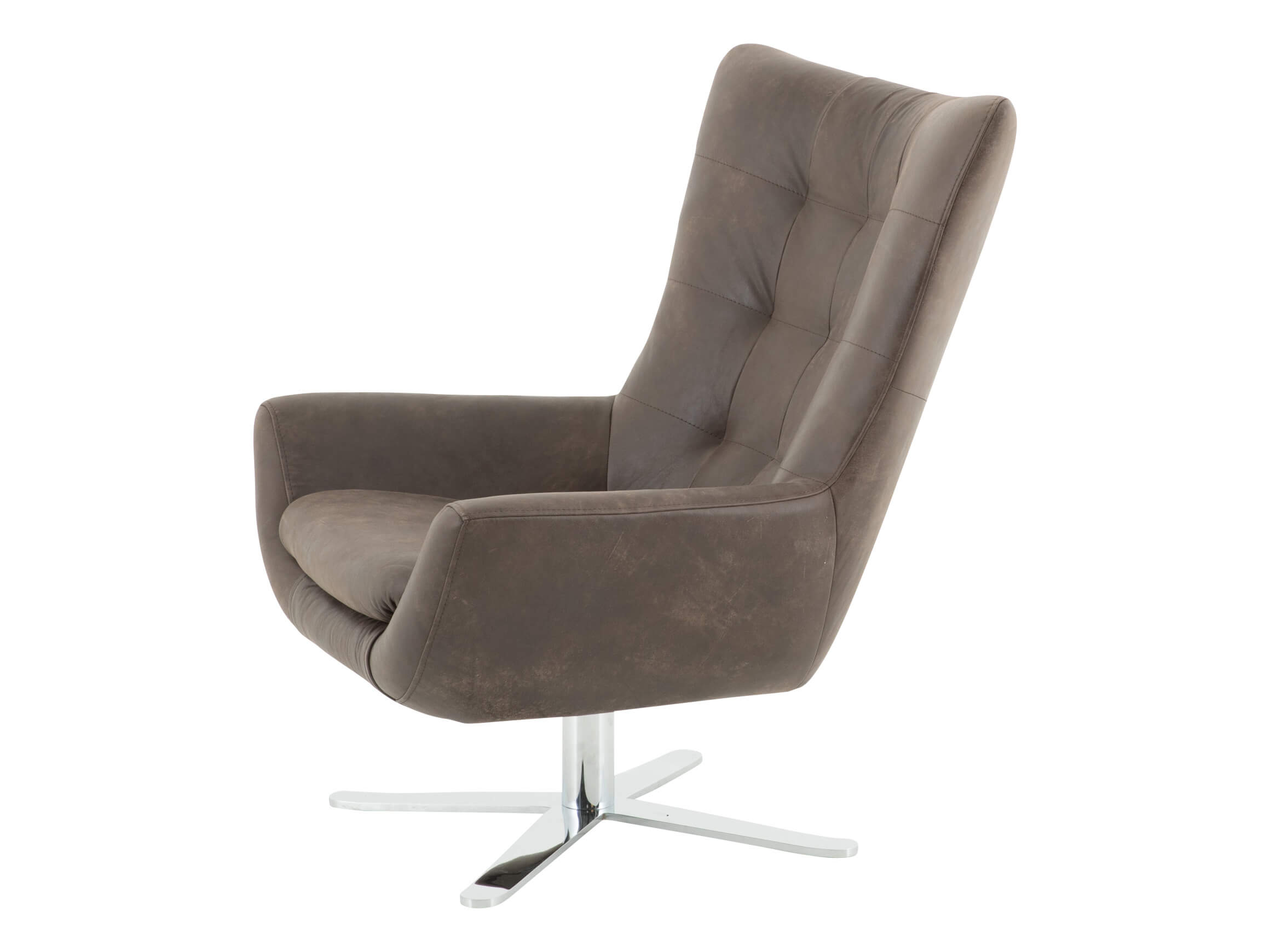 Sessel Vitoria, Leder Dunkelbraun, Drehbar, b 81 cm t 90 cm h 95 cm