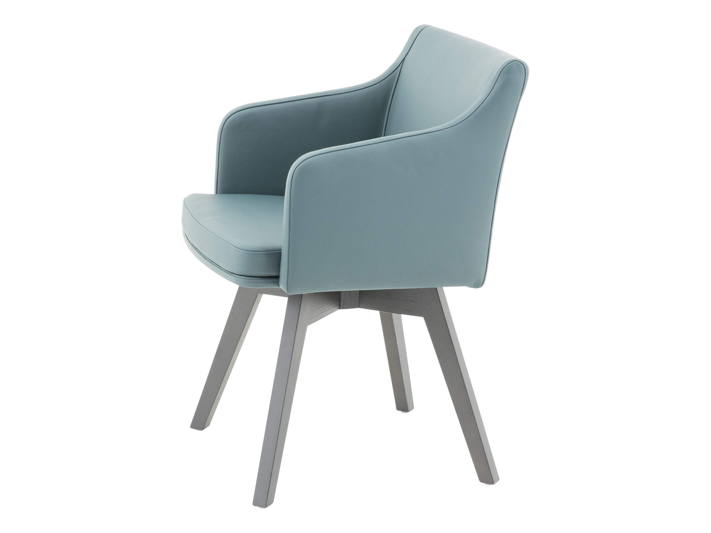 Chaise Venga, cuir bleu, chêne graphite, l 56 cm p 59 cm h 82,5 cm