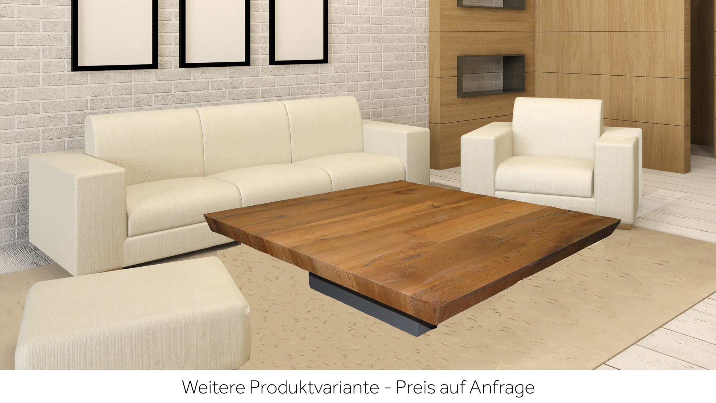 Salontisch Marino, Quadratisch, Eiche, Sockel Mdf, b